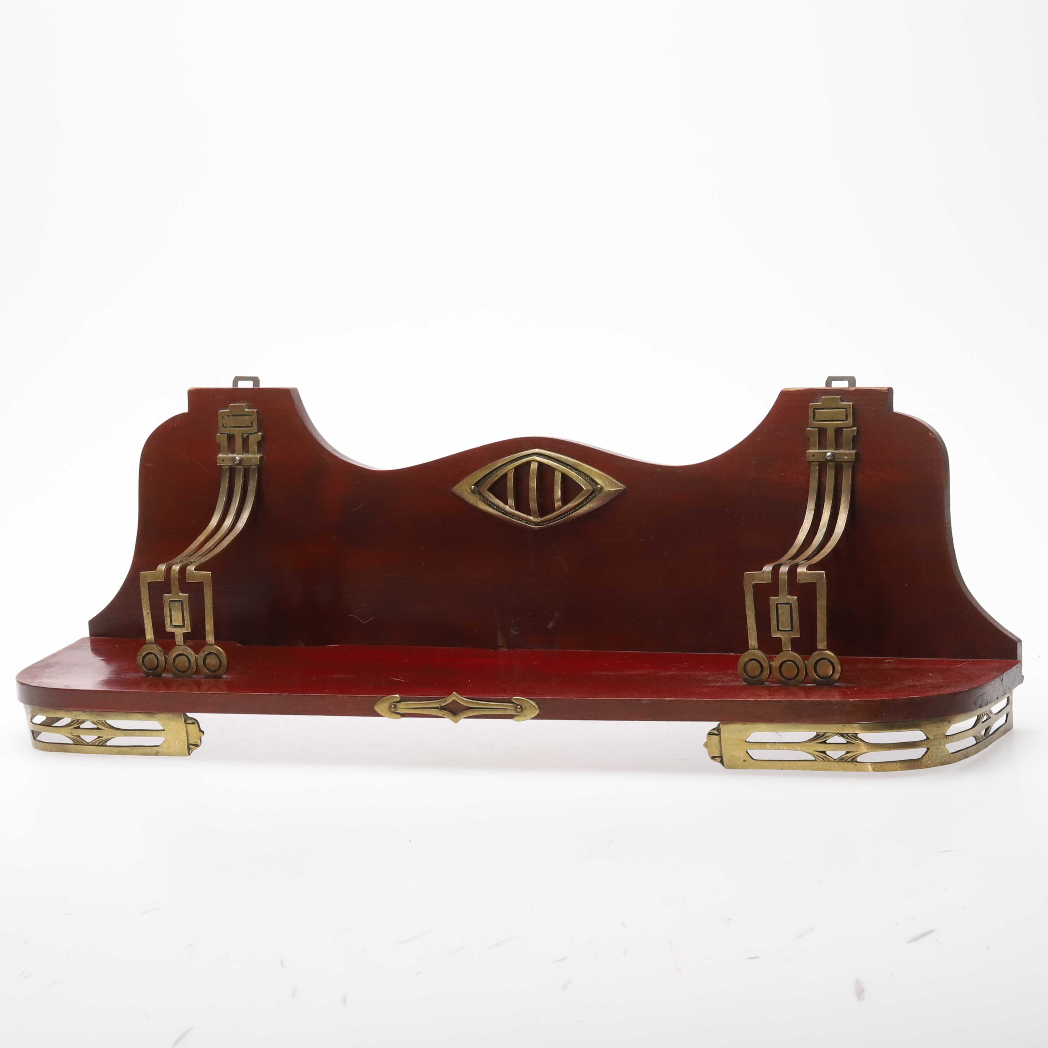 VÄGGHYLLA, trä/mässing, Art Deco, 1900-talets första del.