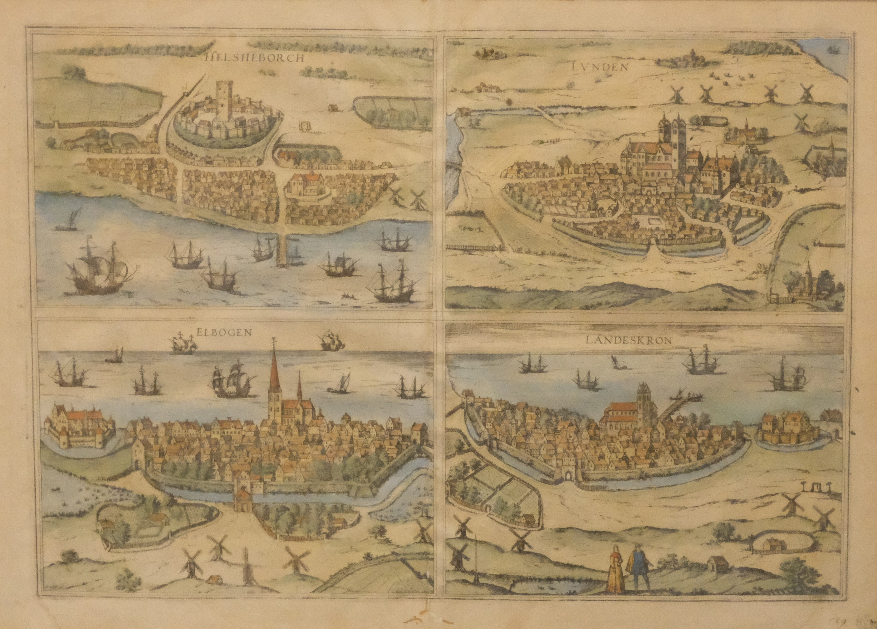 VY ÖVER HELSINGBORG, LUND, MALMÖ OCH LANDSKRONA.