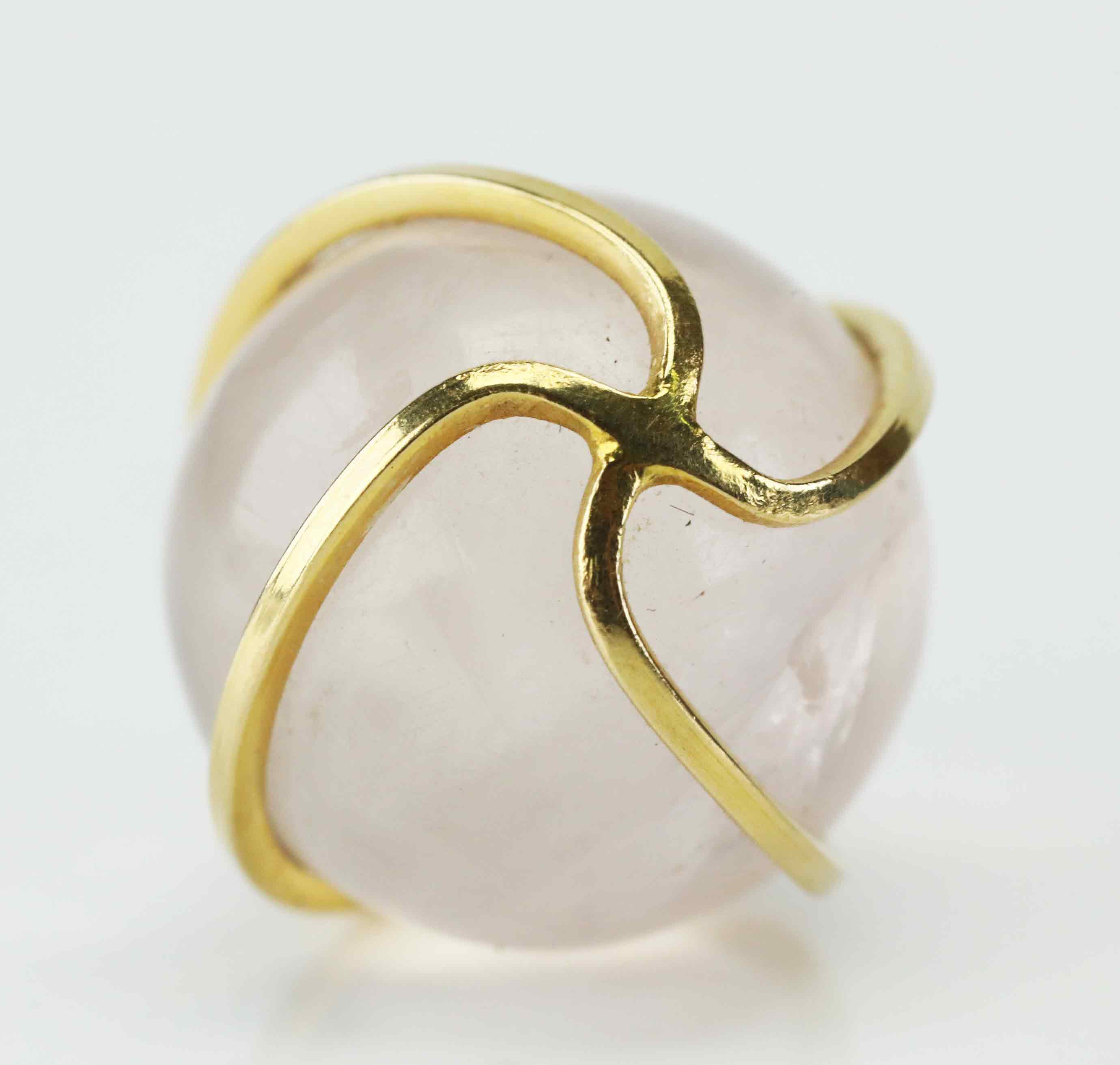 HÄNGE, guld 18K, rosenkvart, 1900-tal.
