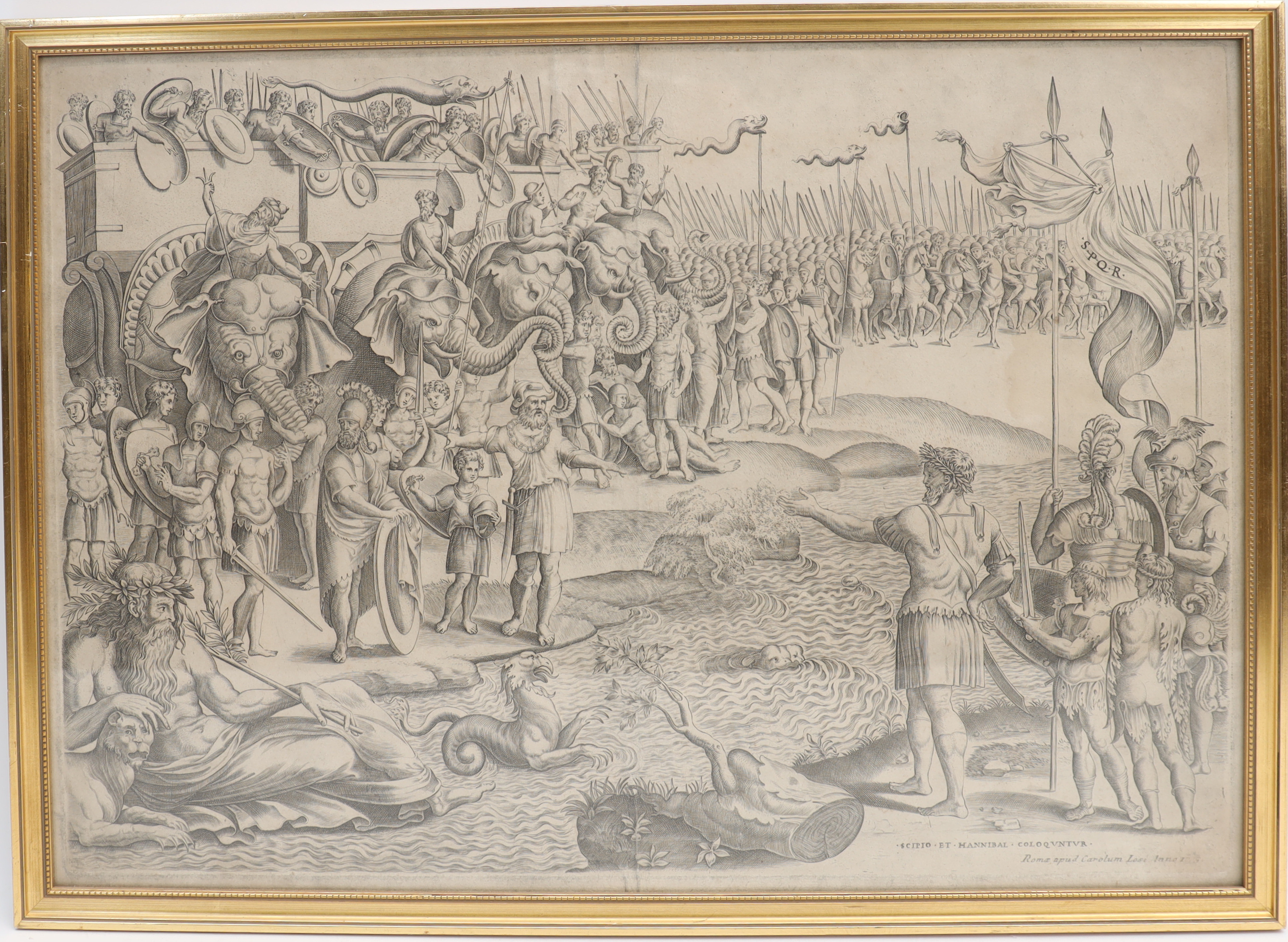 GIULIO ROMANO. Efter "Scipio och hannibal" etsning 1700-tal.