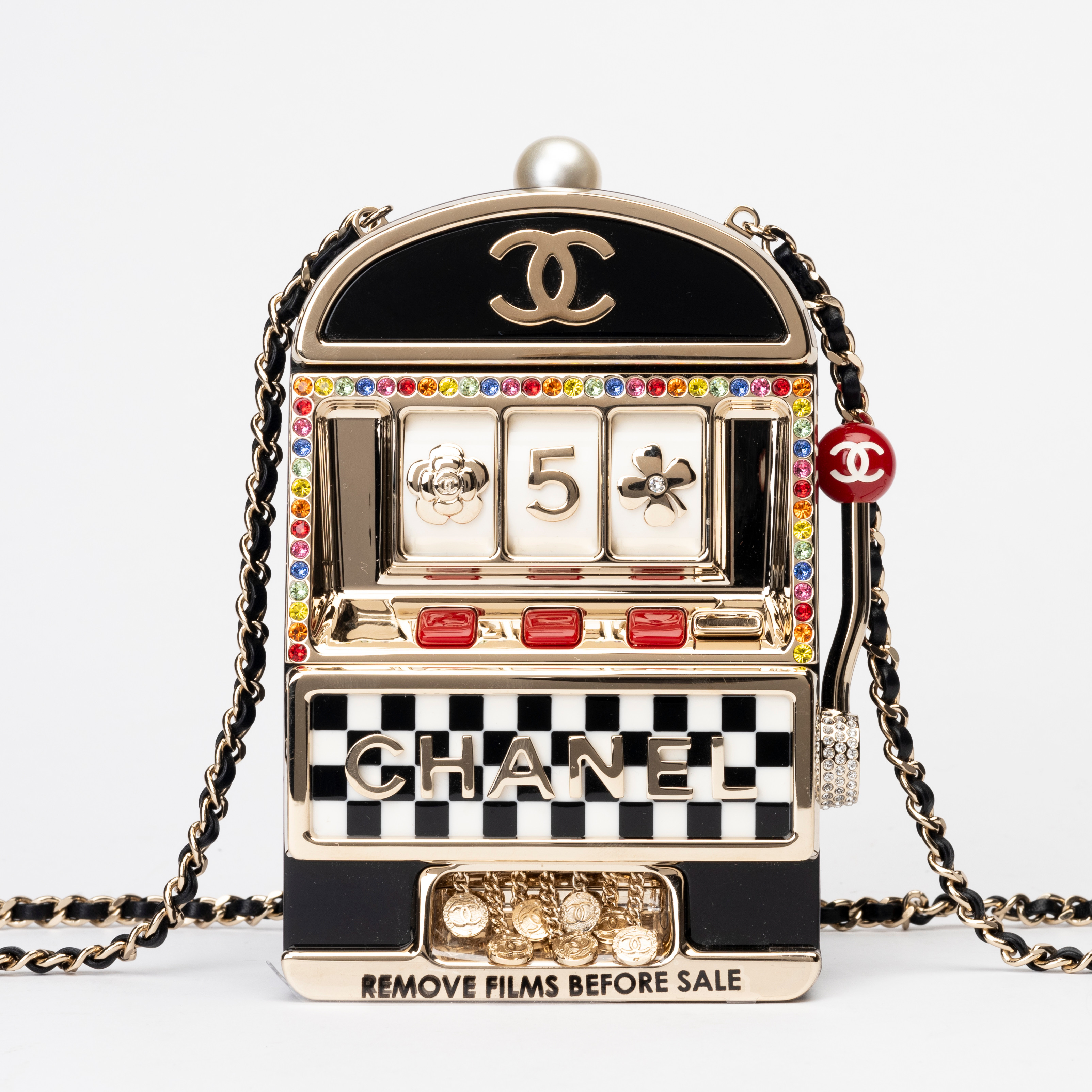 CHANEL. Aftonväska, Casino Monaco Slot Machine Minaudière Pale Gold Hardware, 2023.