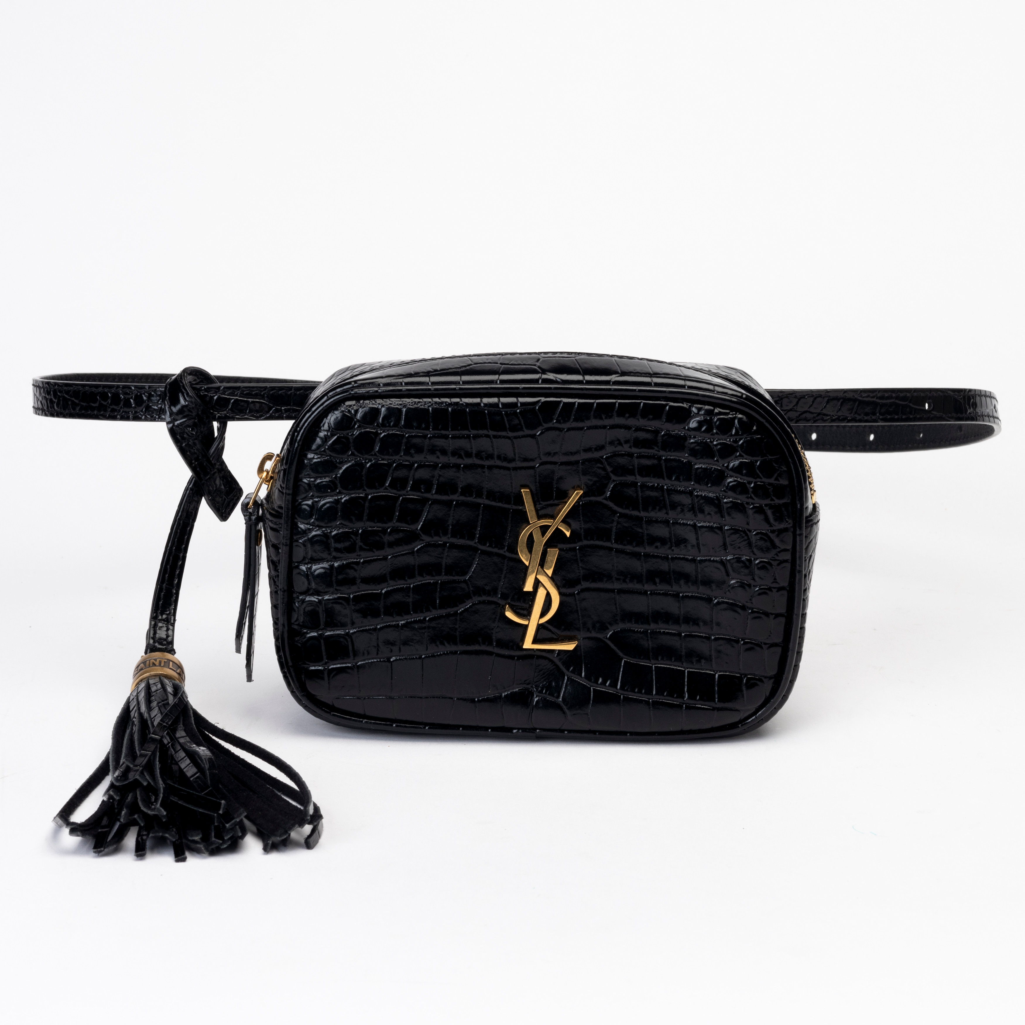 SAINT LAURENT. Midjeväska, Lou Croc Embossed Belt bag.