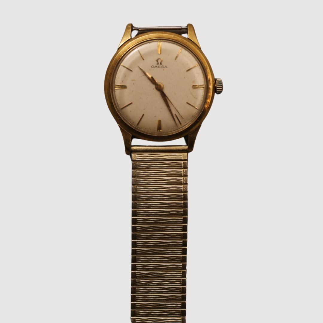 ARMBANDSUR, Omega 18k guld med flexlänk, 1960- tal.