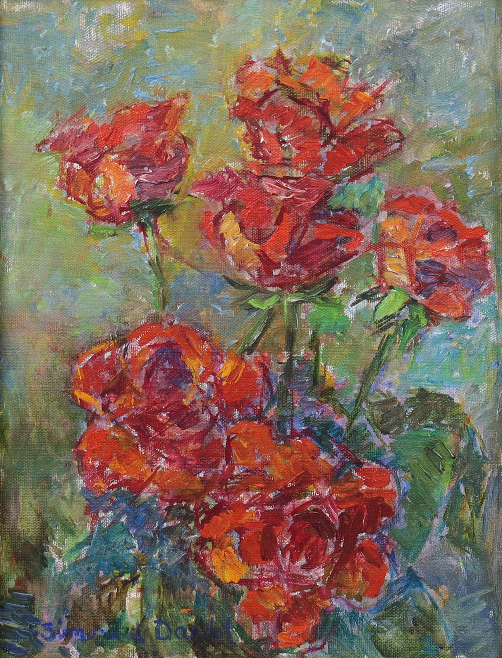 SIMONE DE DARDEL (1913-1996). olja på duk, blommor.