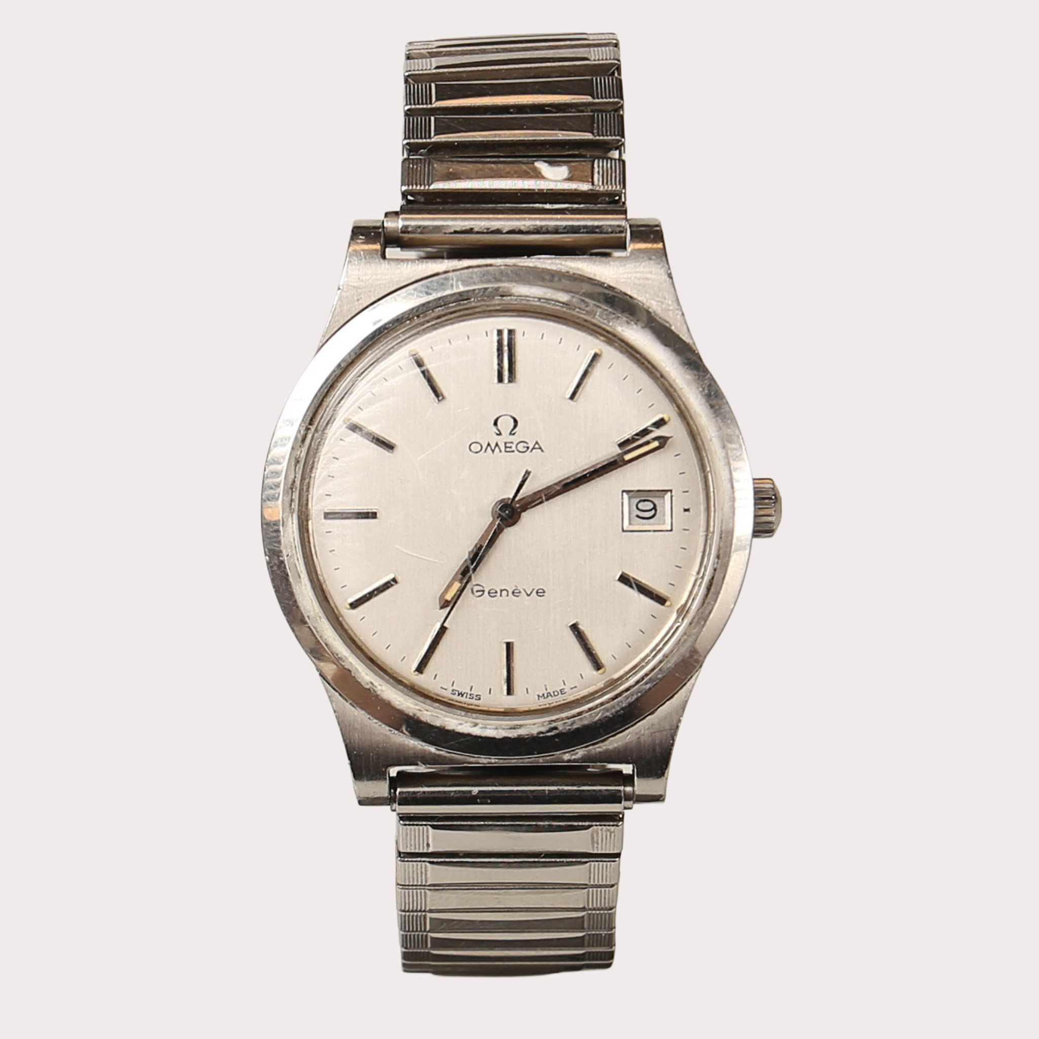 OMEGA, armbandsur, stål, Genéve, manuell, 1970-tal. Omega etui.