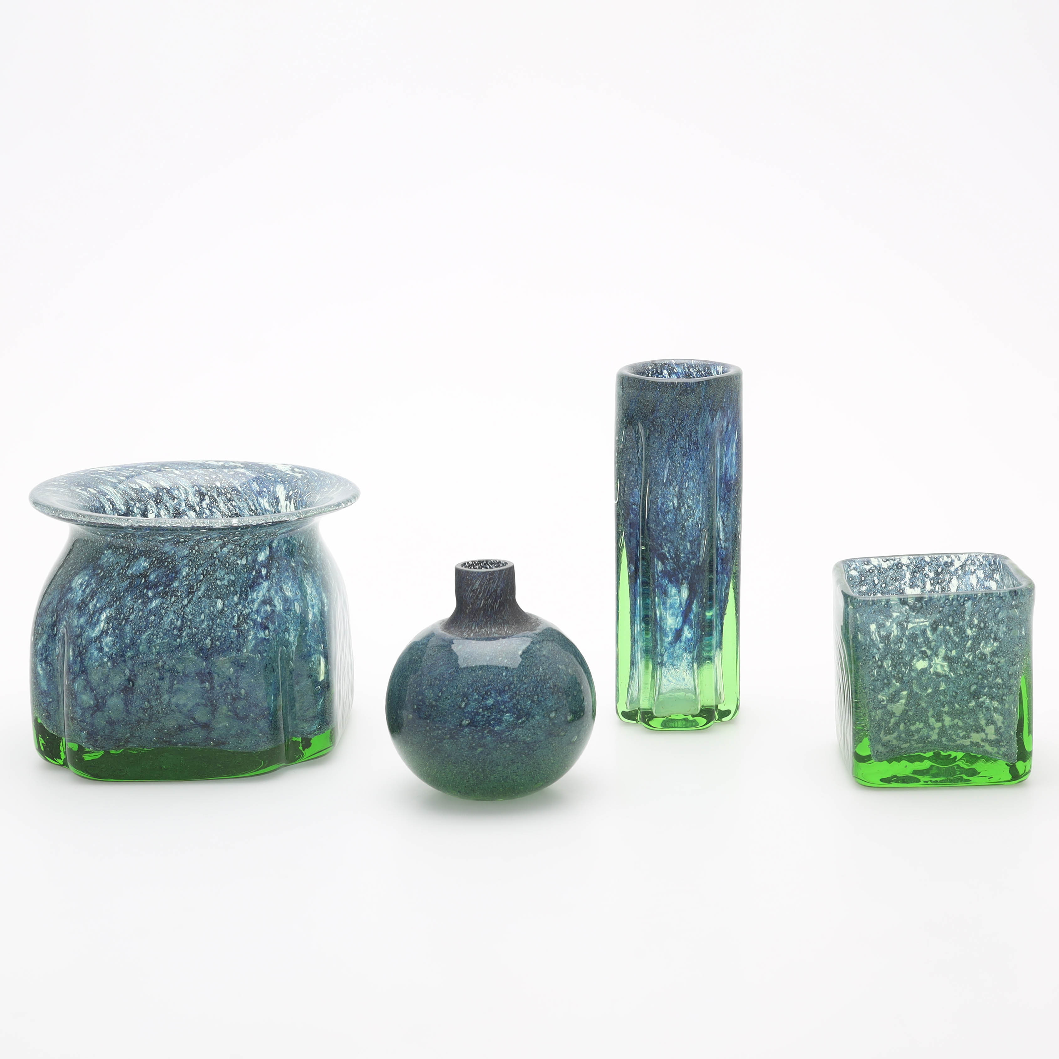 BENNY MOTZFELDT. Samling konstglas, 4 delar, Randsfjord Glassverk, Norge, 1960-tal.