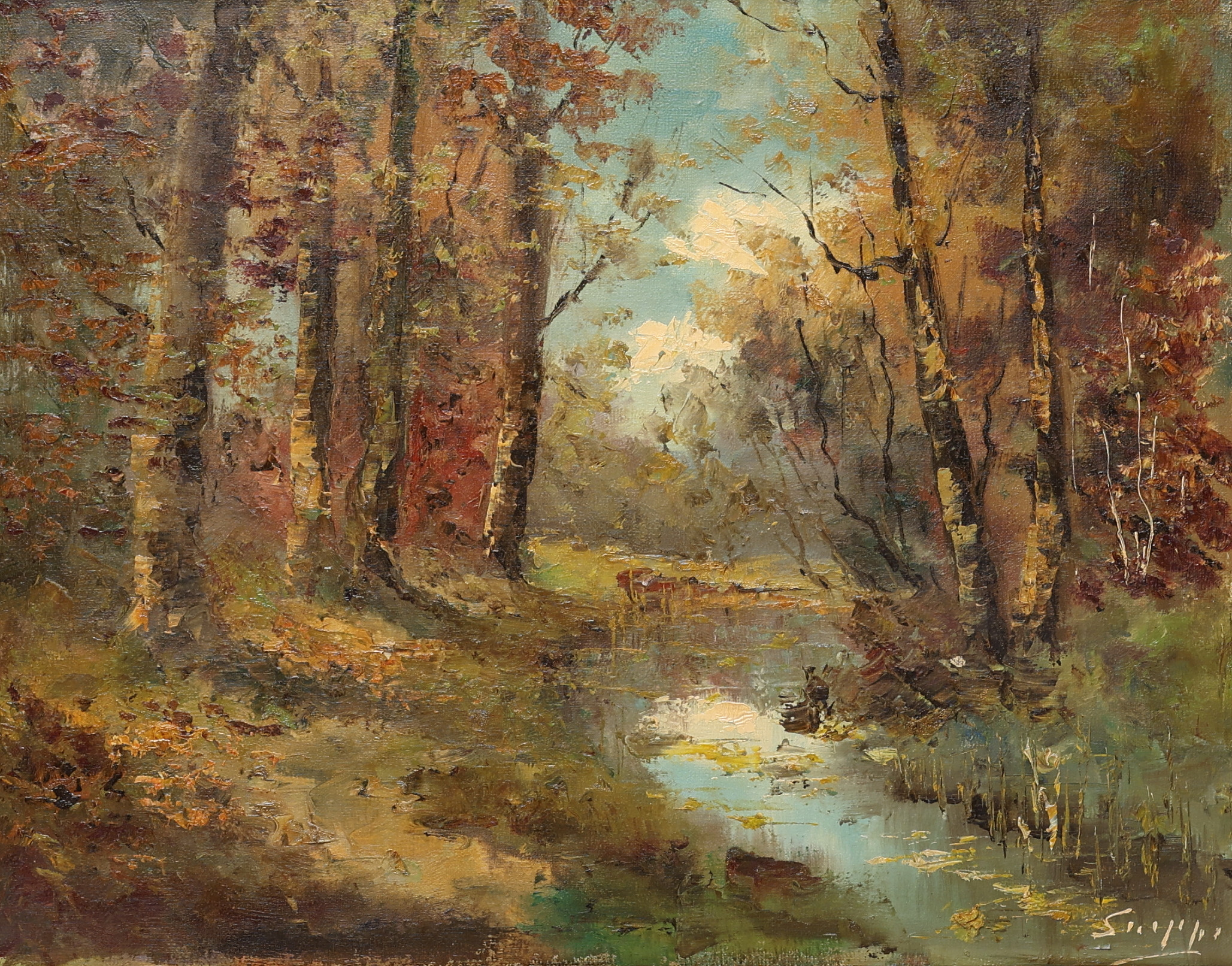 ERIK SNIPPE. Olja på duk, skogsmotiv, signerad, 1900-tal.