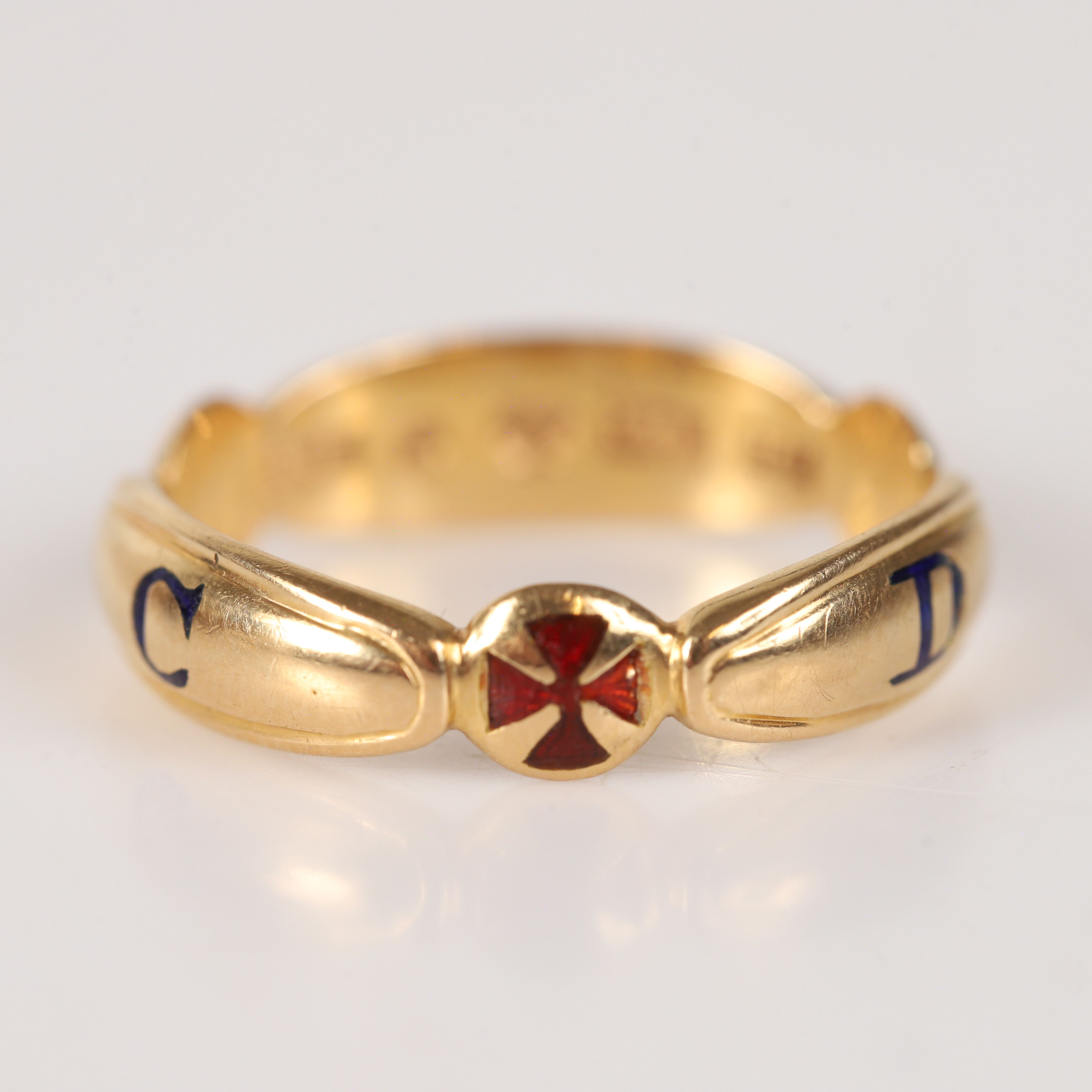 ORDENSRING, frimurare, 18K guld med emaljerad dekor.