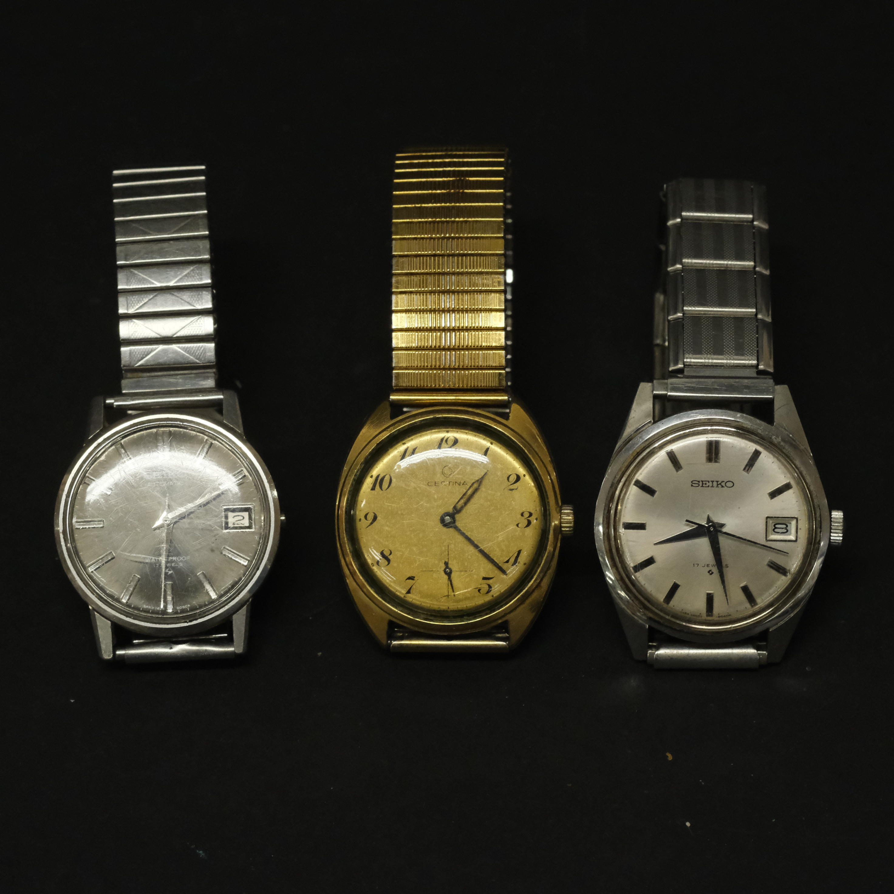 TRE ARMBANDSUR, SEIKO OCH CERTINA, 1970-TAL, MANUELLA.