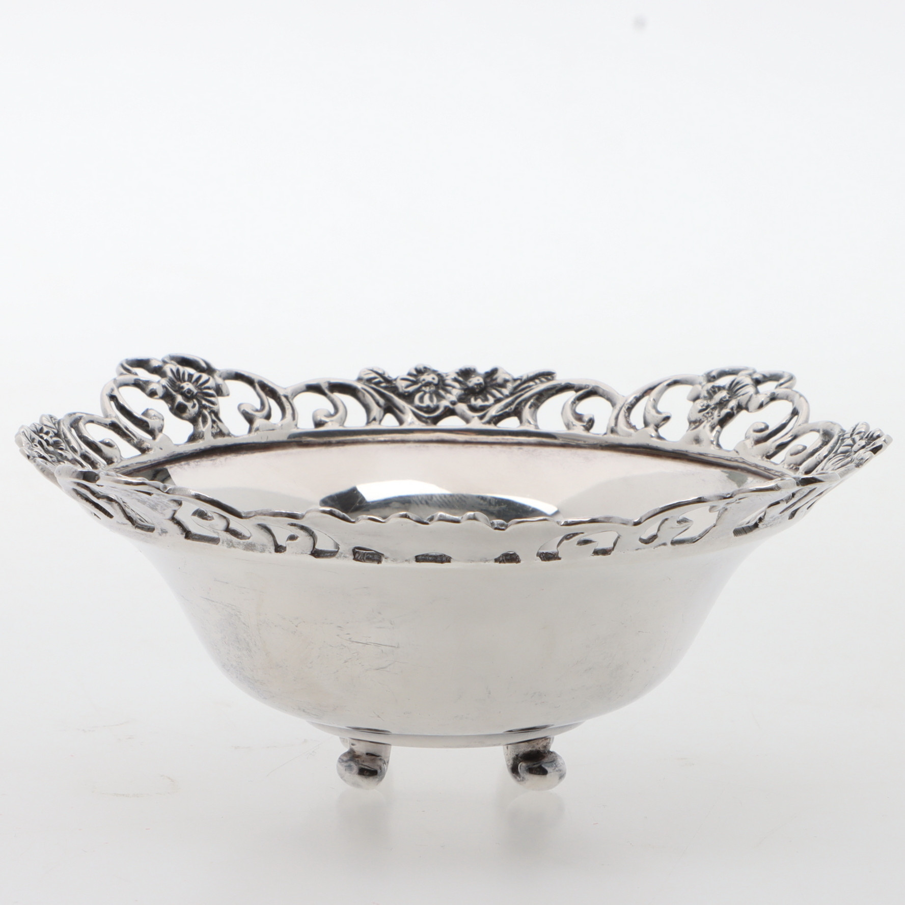 SKÅL, silver, genombruten kant, GEWE.