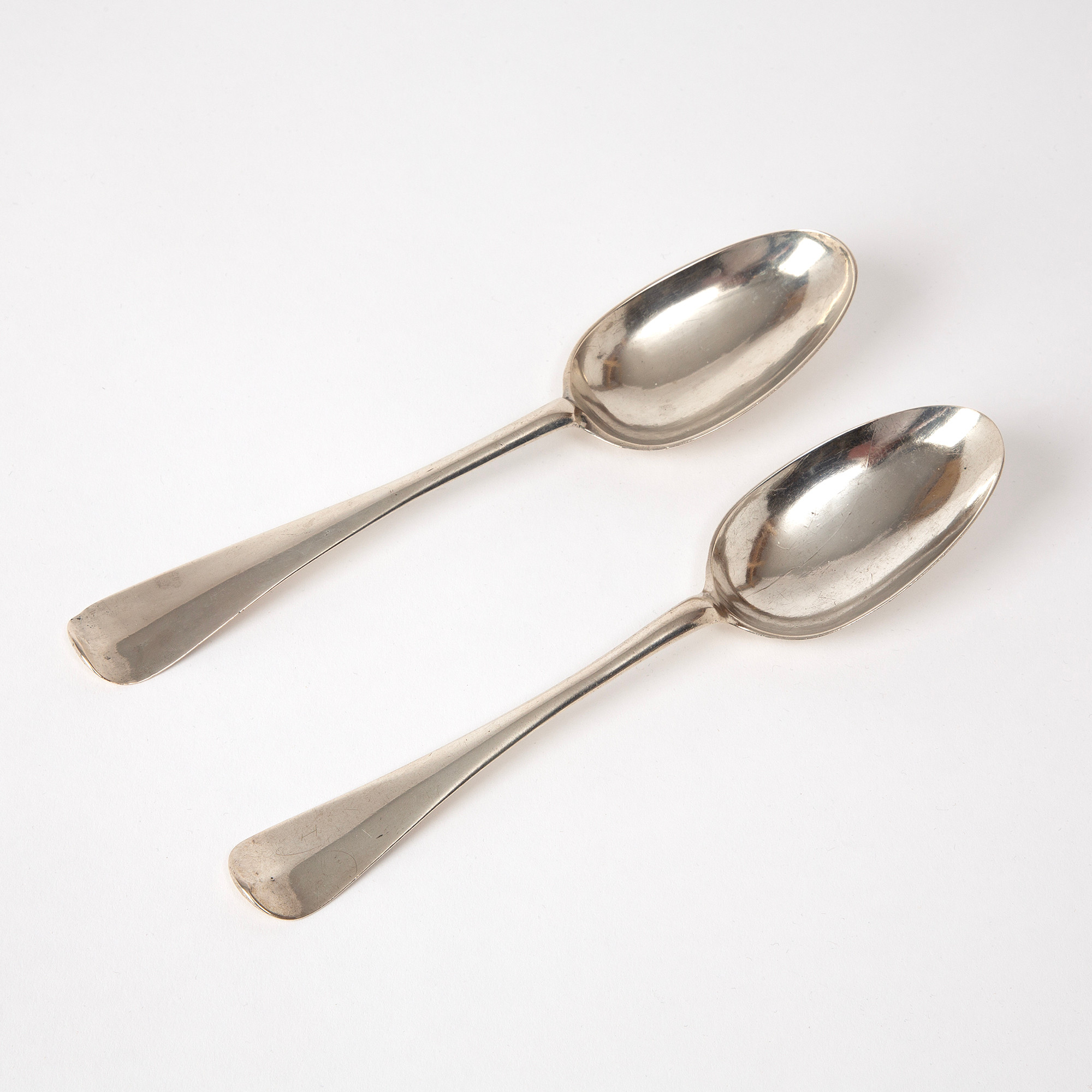 HENRIK NOURIN. Skedar, 2 st, silver, Norrköping, 1759 och 1766.