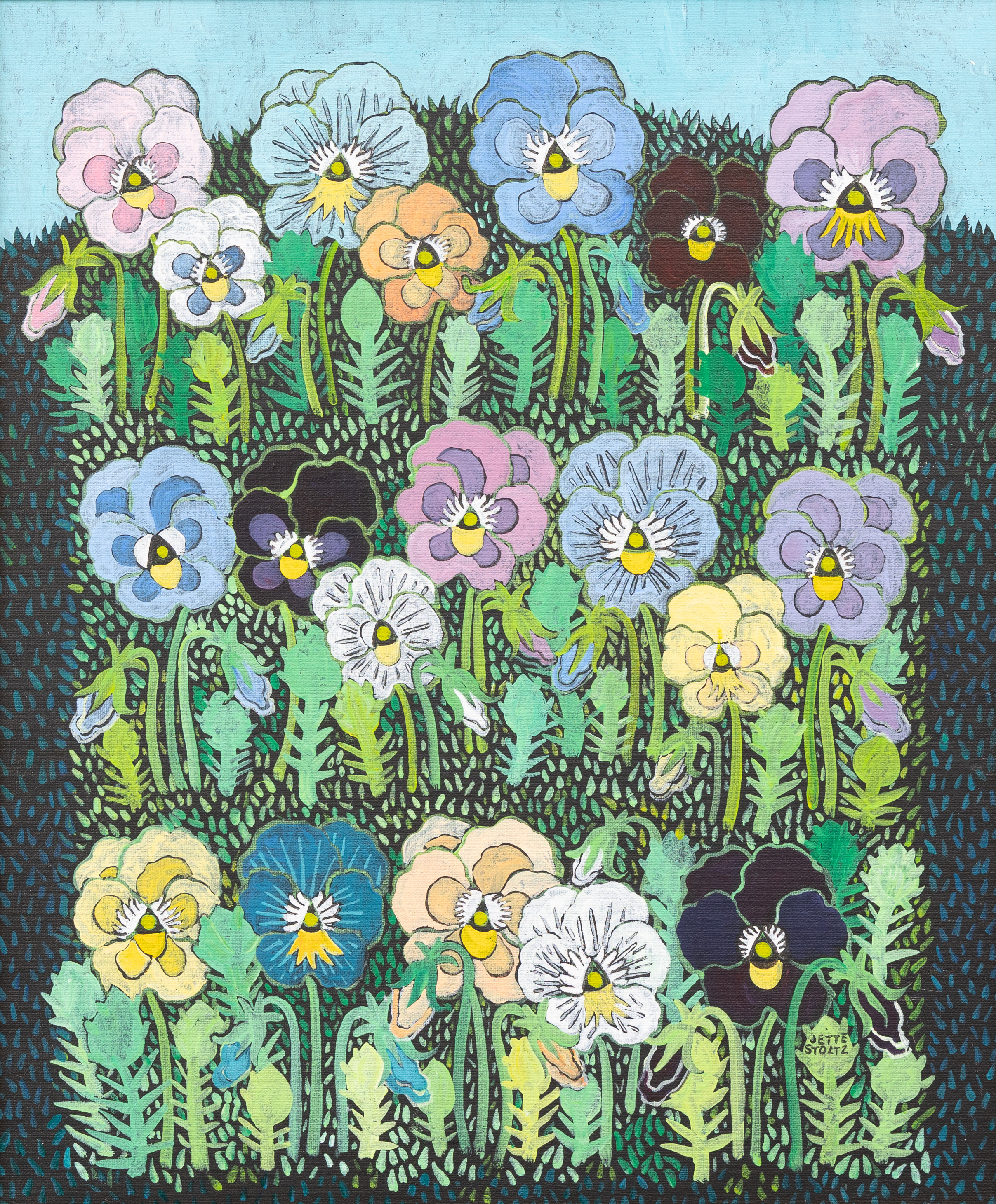JETTE STOLTZ. Blommor, olja på duk, signerad.
