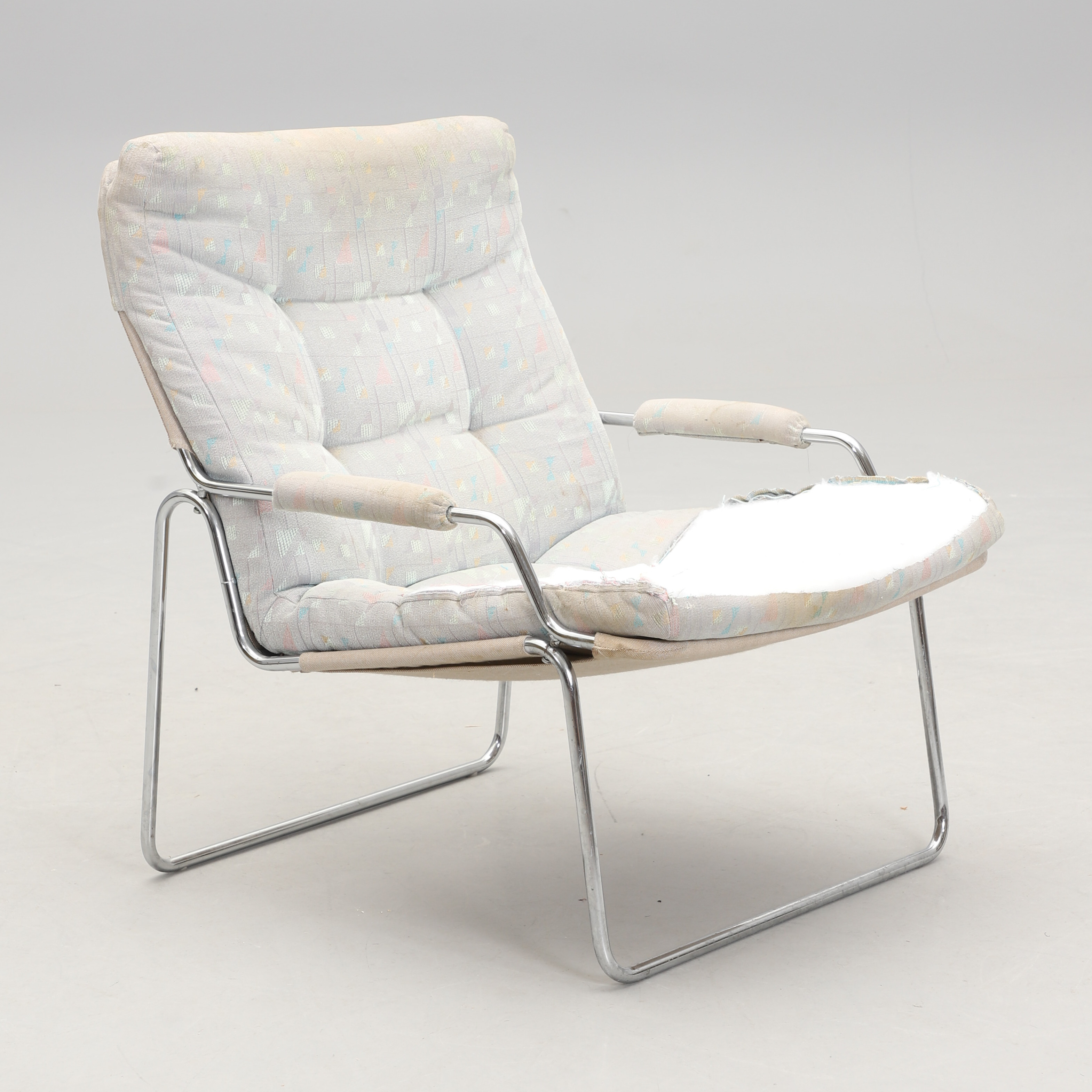 FÅTÖLJ, stålrör, 1970/80-tal.