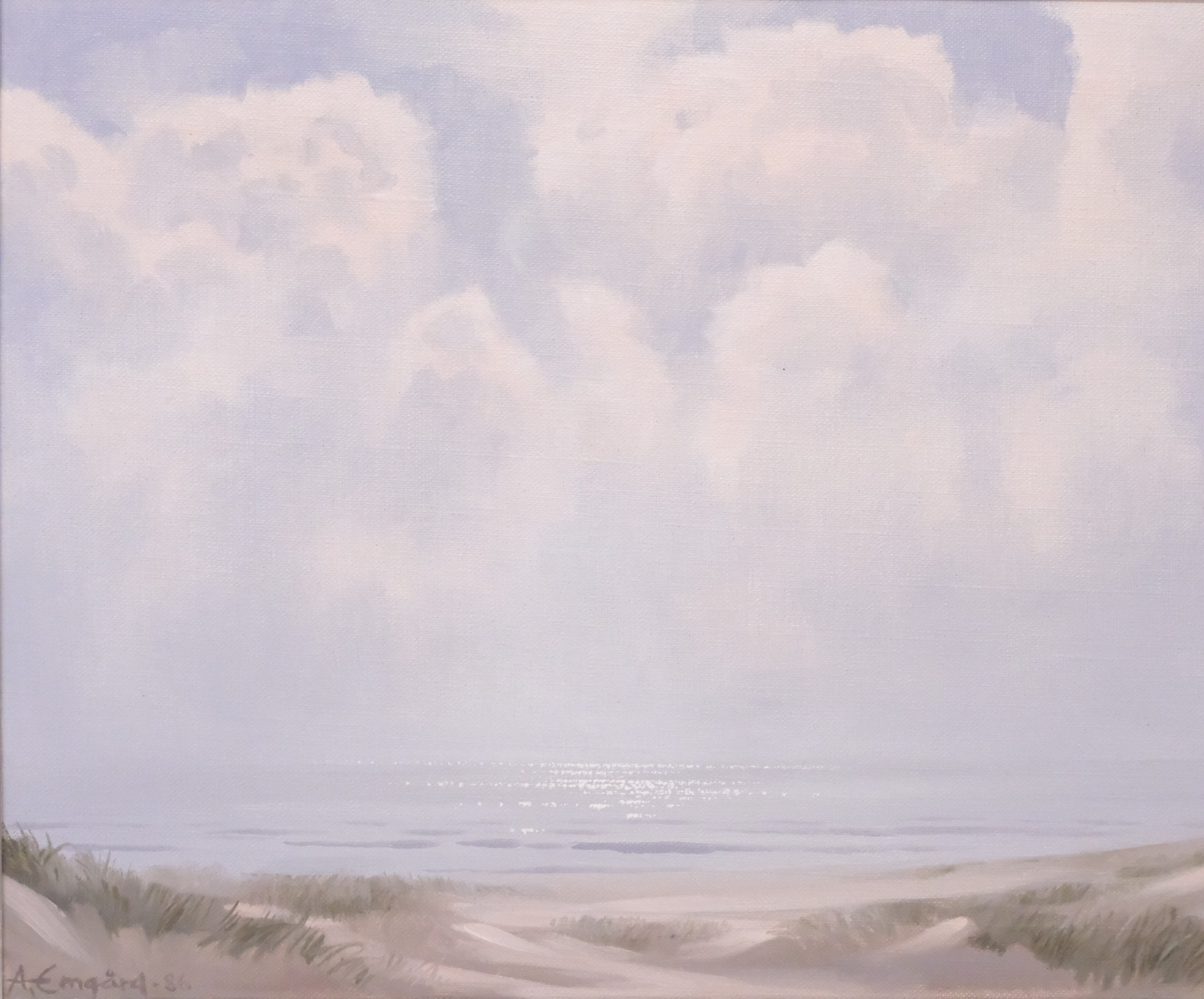 ANDERS EMGÅRD. KUSTMOTIV, OLJA PÅ DUK, 1986.