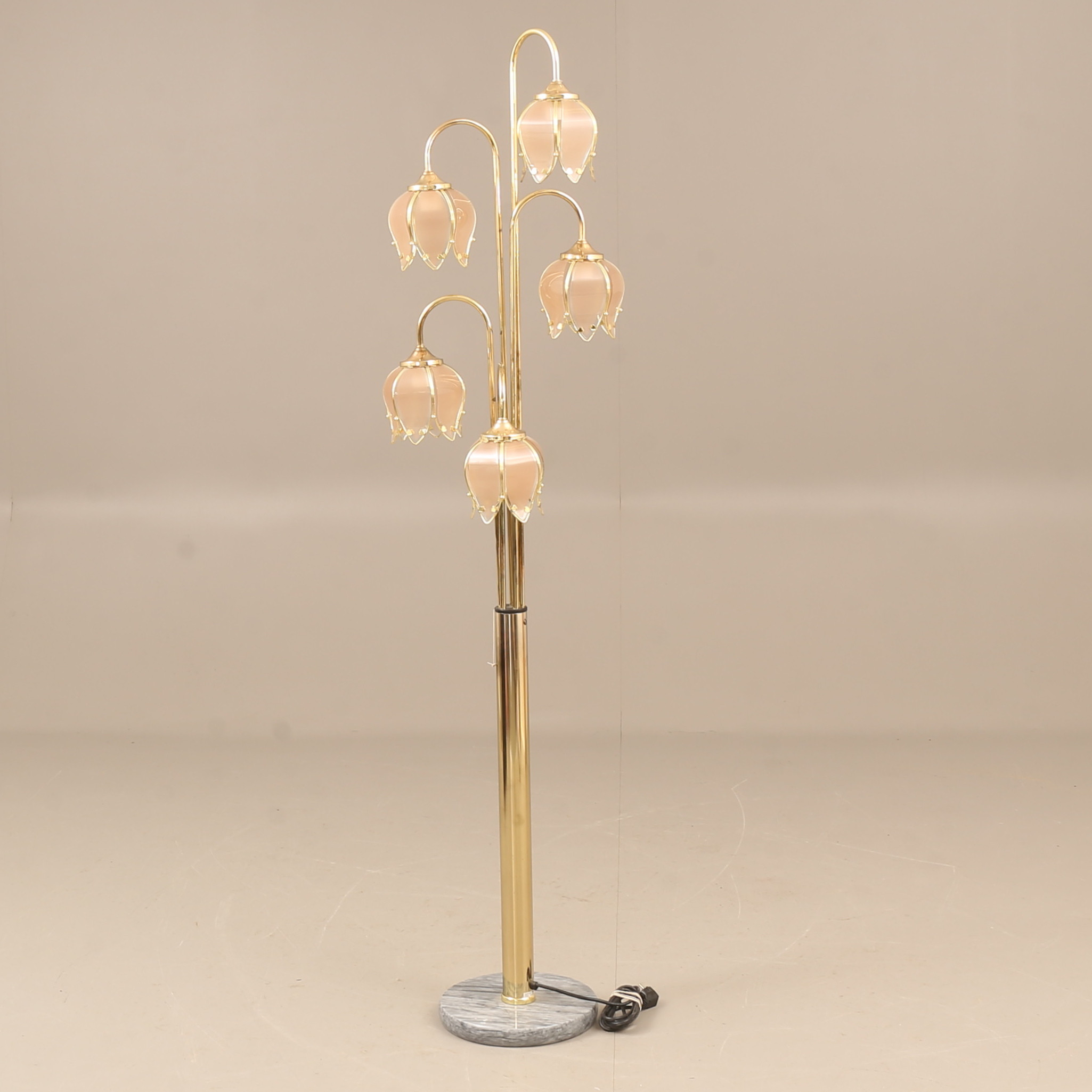 GOLVLAMPA, metall, glas, Cottex, sent 1900-tal.
