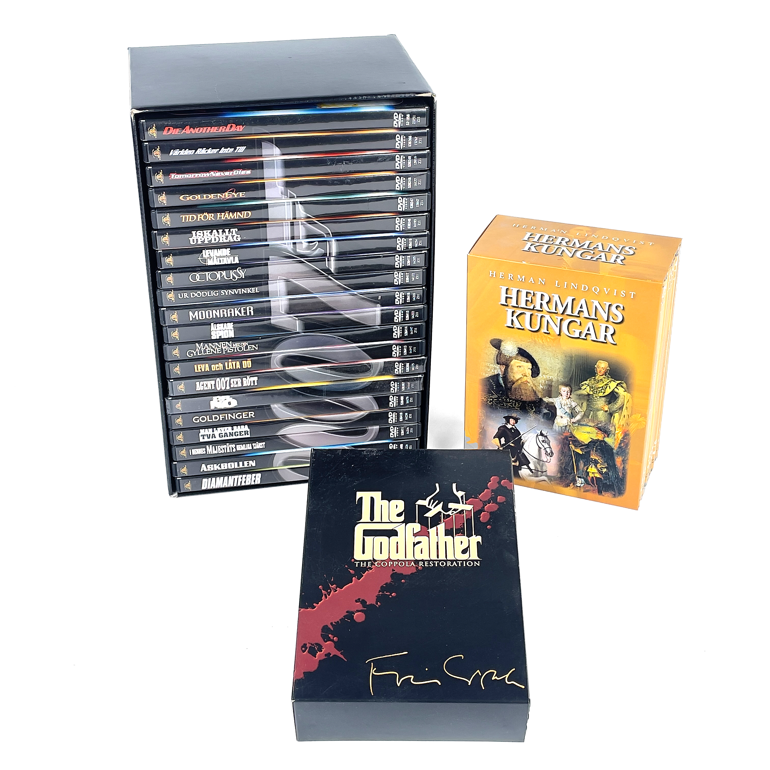 DVD-BOXAR, 3 st. 007, Gudfadern, Hermans Kungar.