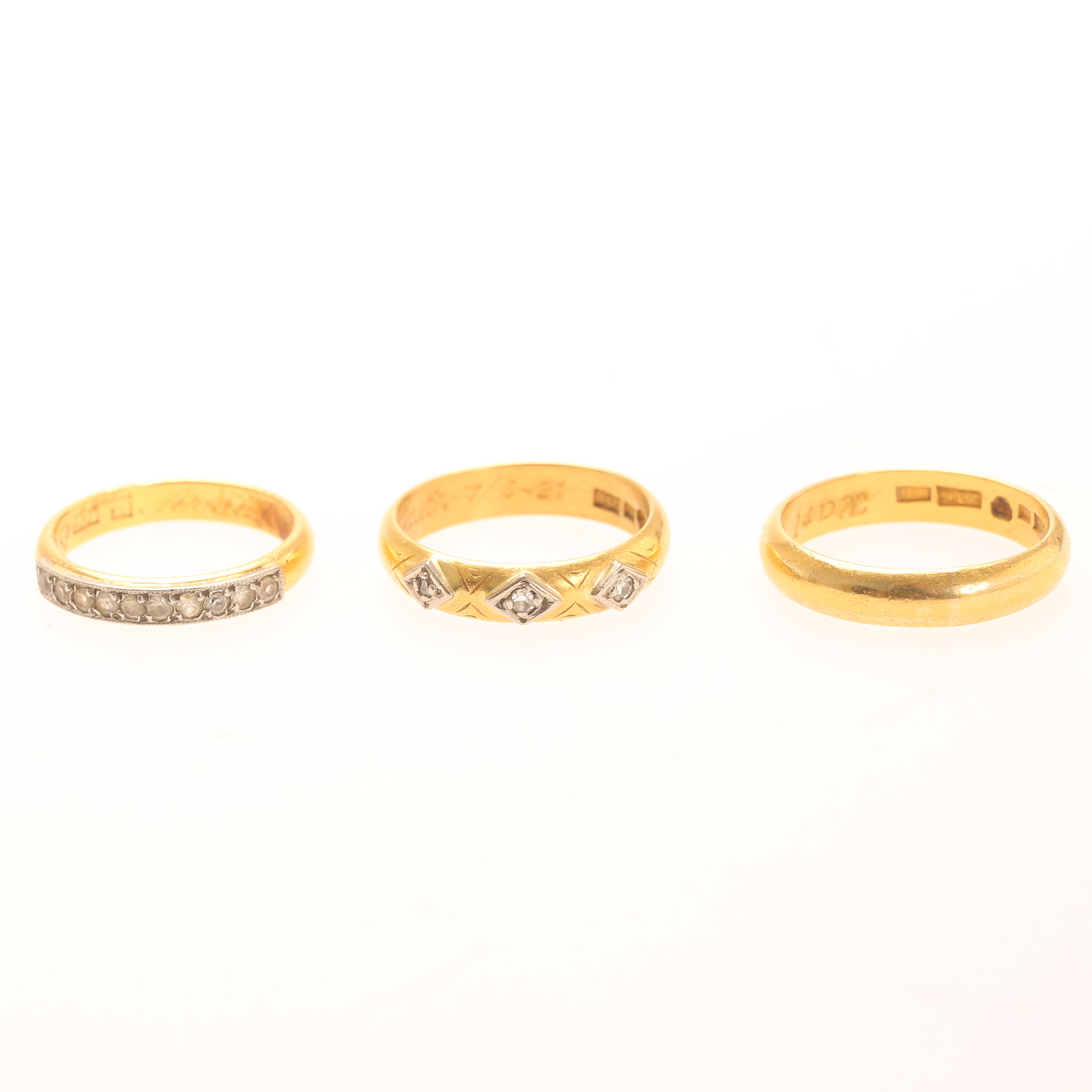 RINGAR, 3 stycken, 23 k guld.
