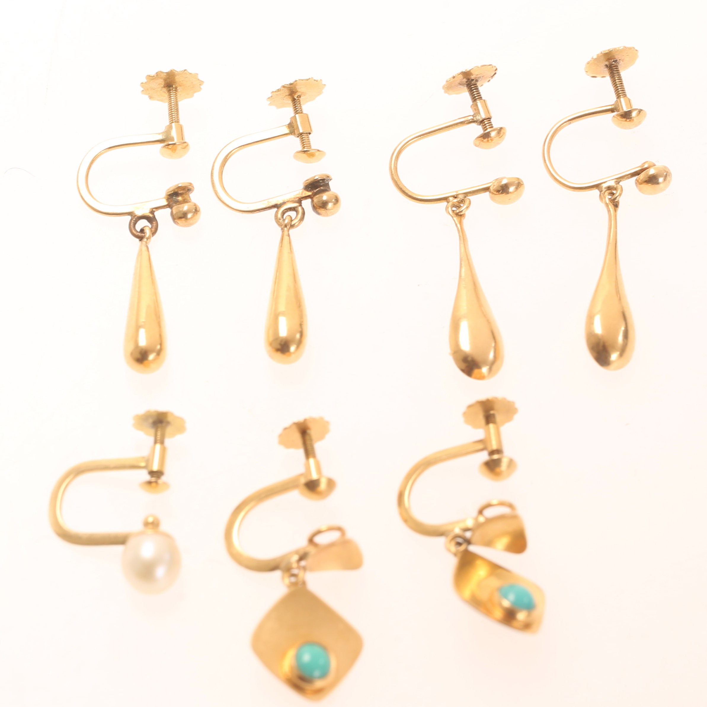 ÖRHÄNGEN, 7 stycken 18k guld.