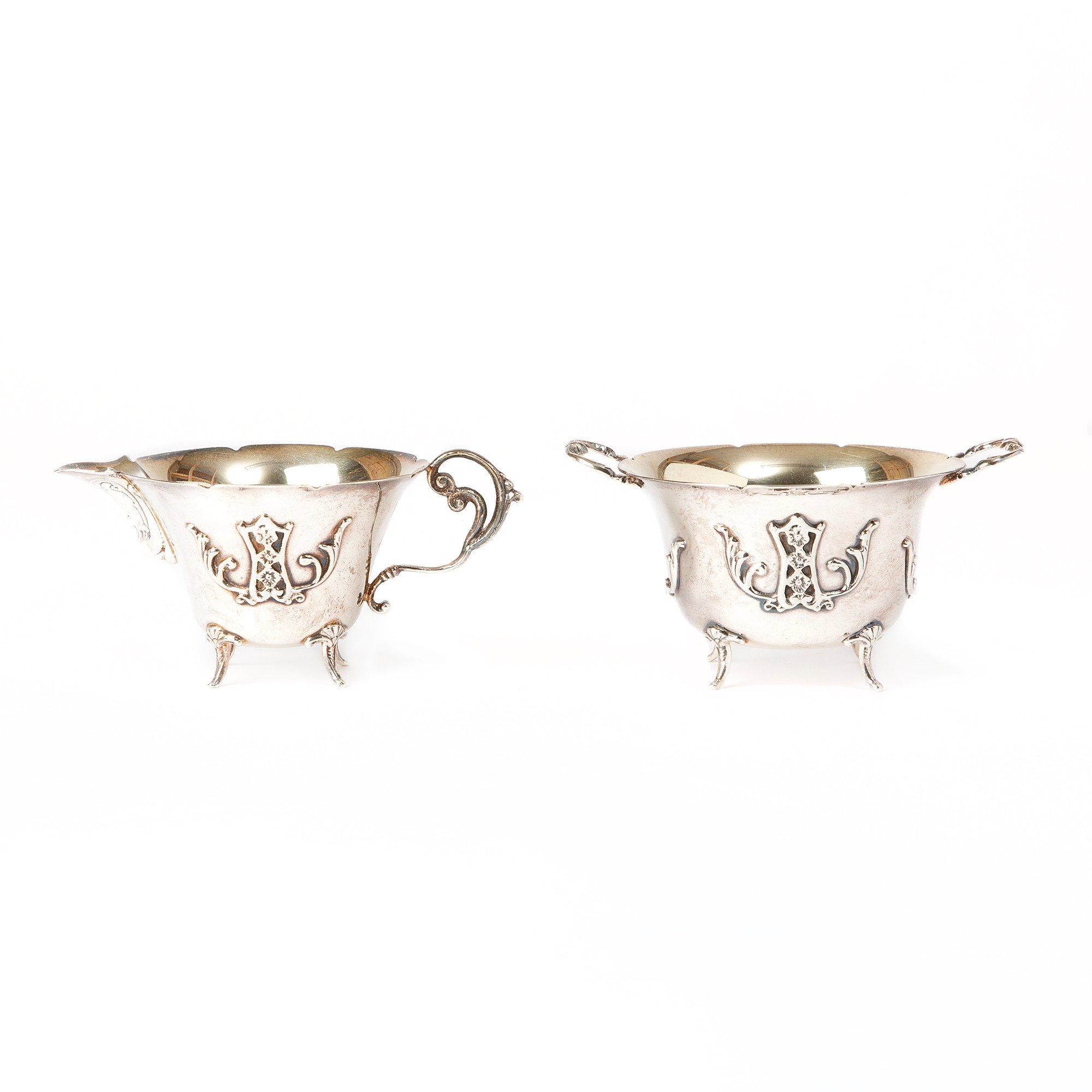 SOCKERSKÅL & GRÄDDKANNA, silver.
