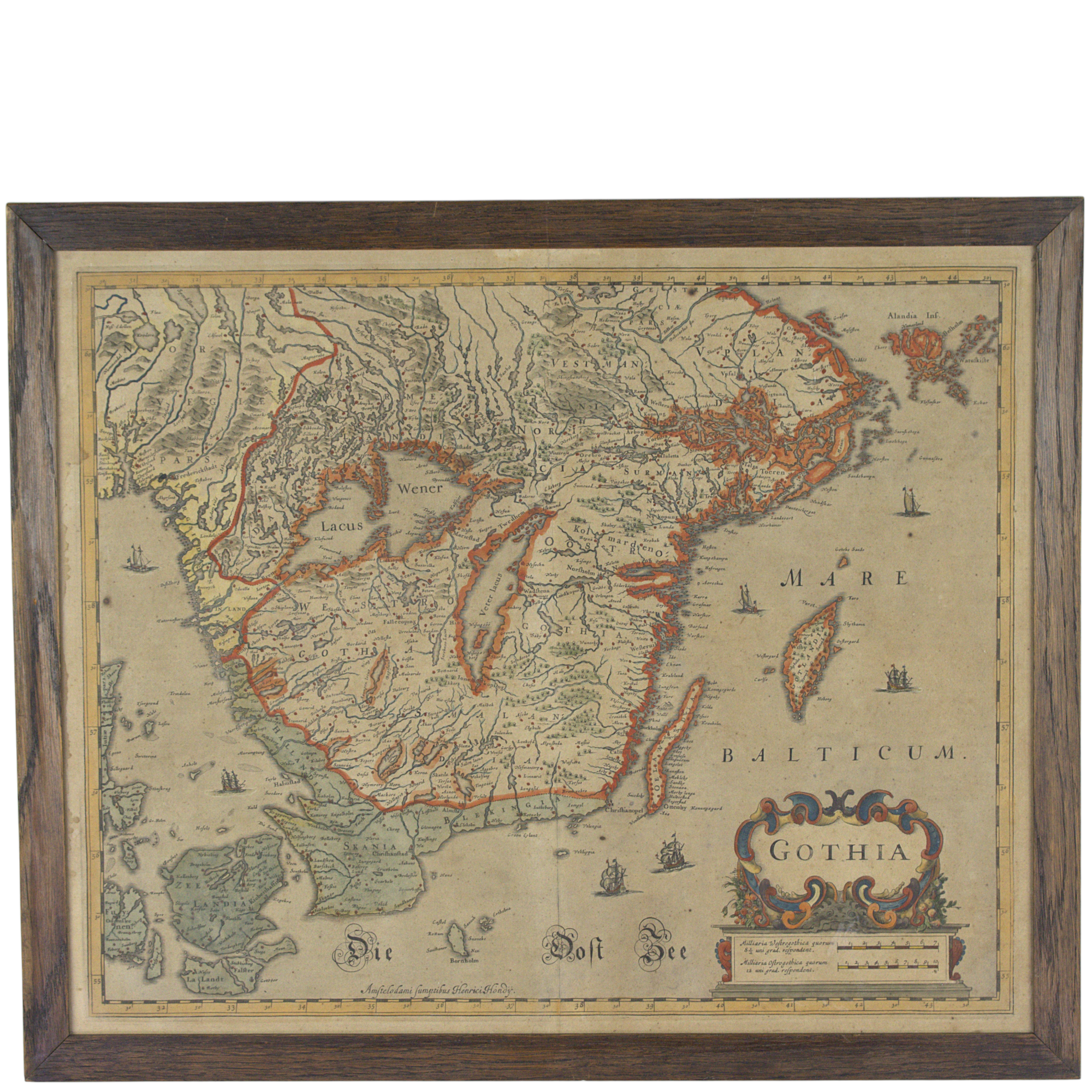 KARTA, kopparstick, "Gothia", Henrici Hondy, 1700-tal.