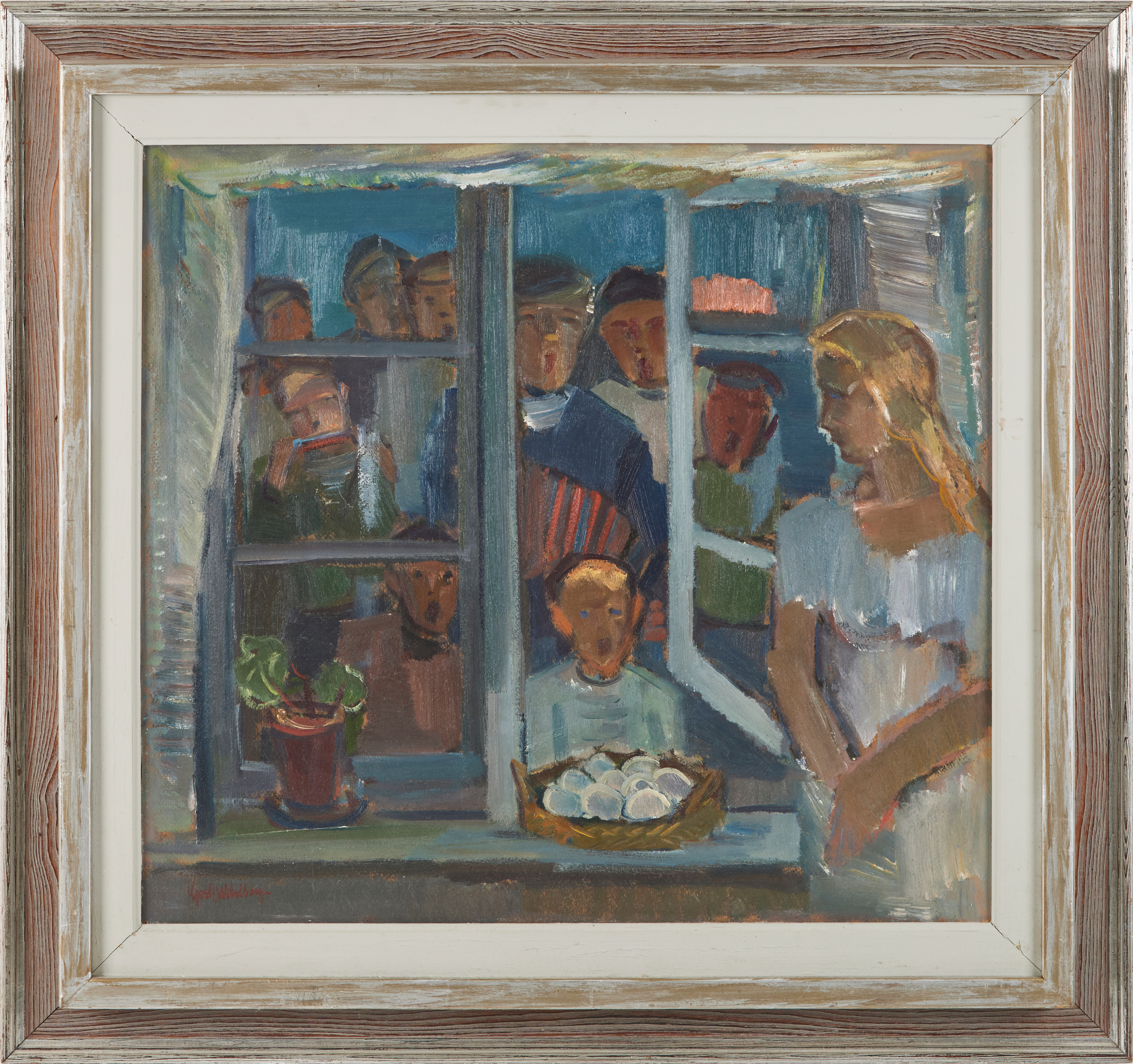GERHARD WIHLBORG. "Maj i byn", signerad, olja på pannå.