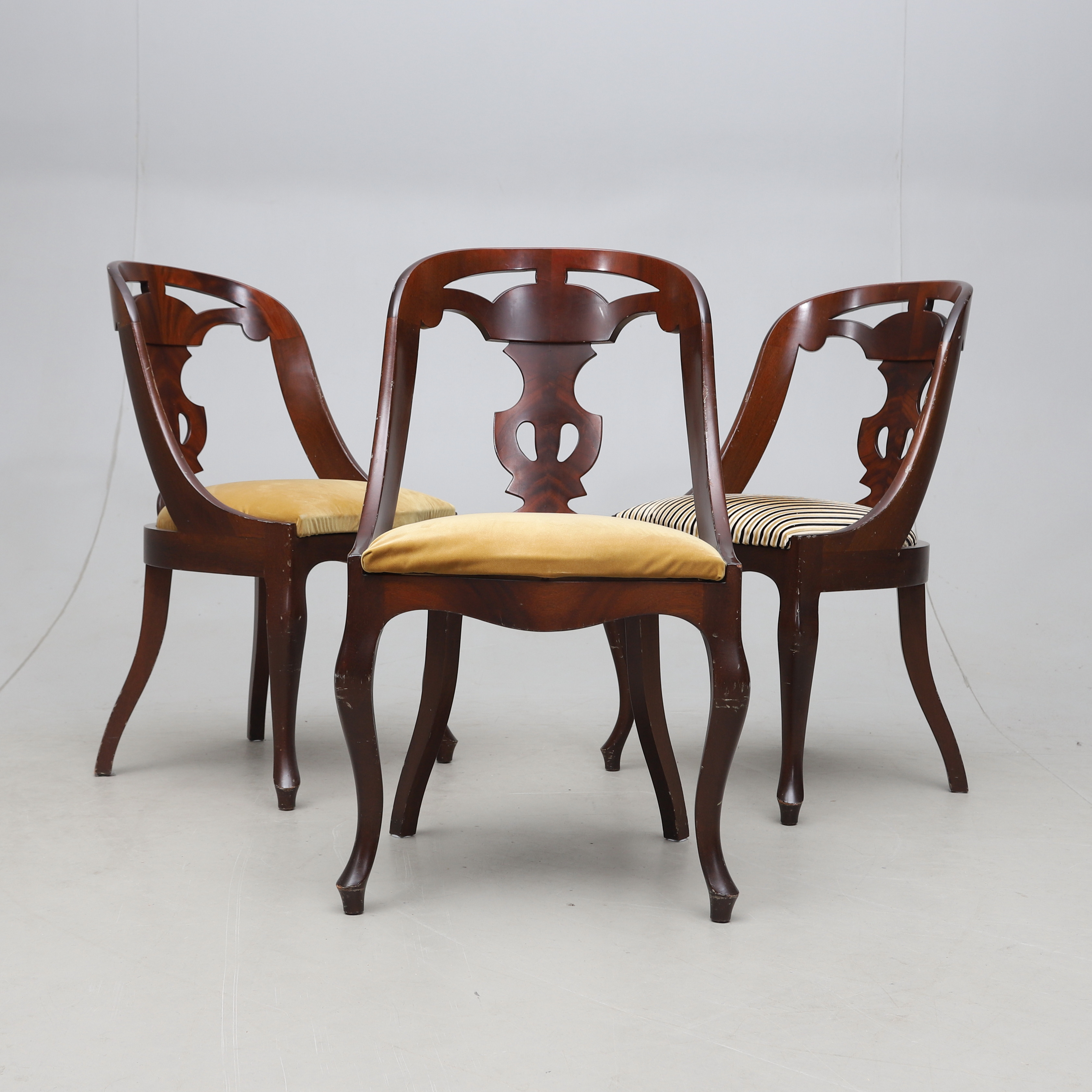 STOLAR, 3 st, s.k "Göteborgsstol", mahogny, Alsterbro Möbler, 1900-tal.