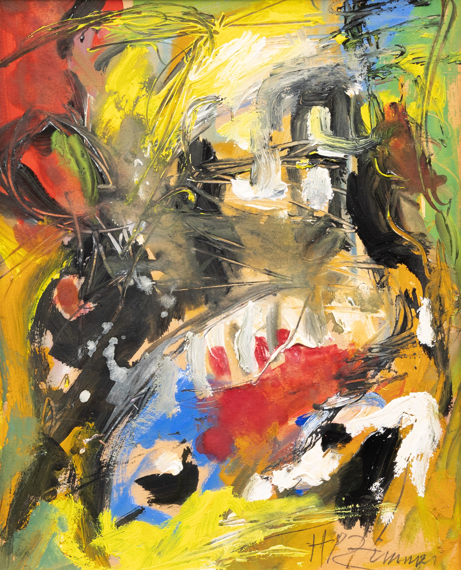 HANS PETER ZIMMER (TYSKLAND, 1936-1992). Komposition, olja på pannå, signerad.