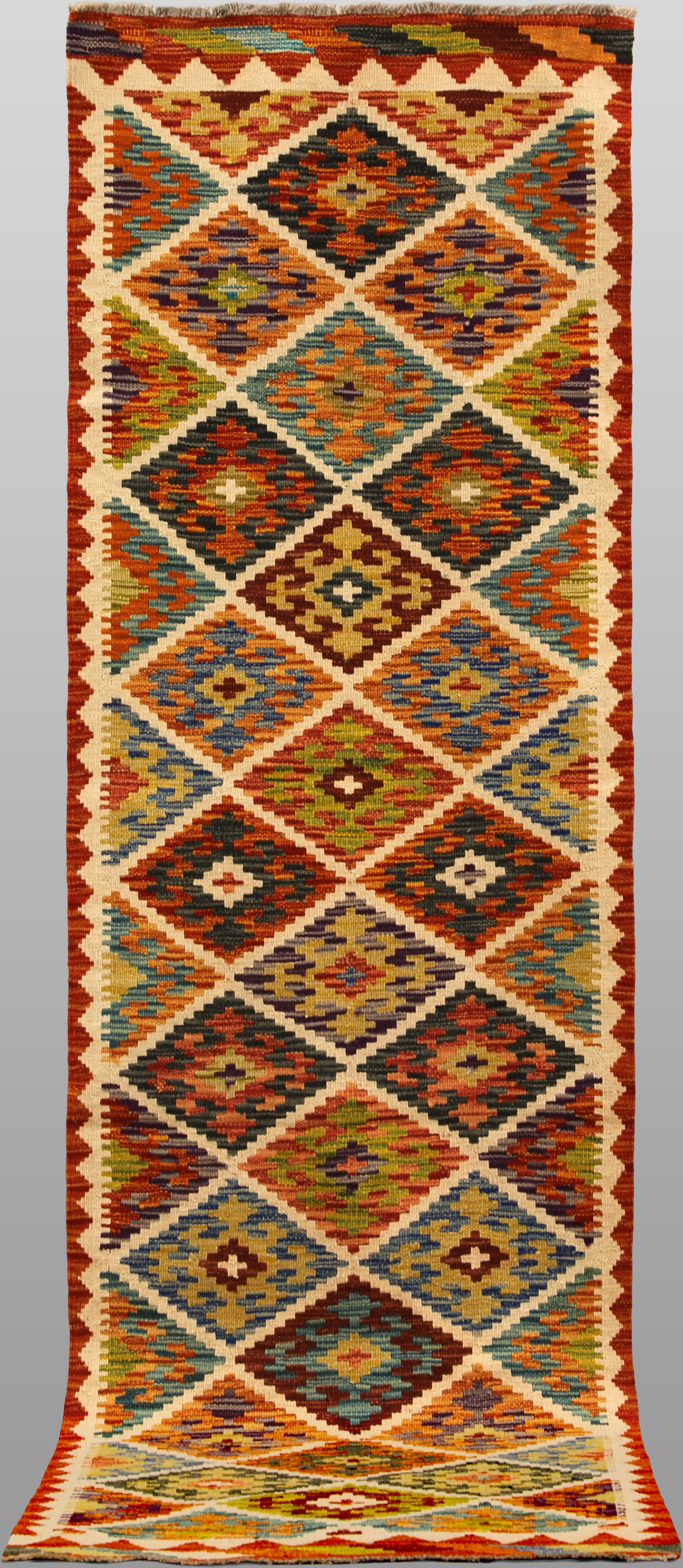 ORIENTMATTA. Kelim klassisk design, gallerimodell, 250 x 79 cm.