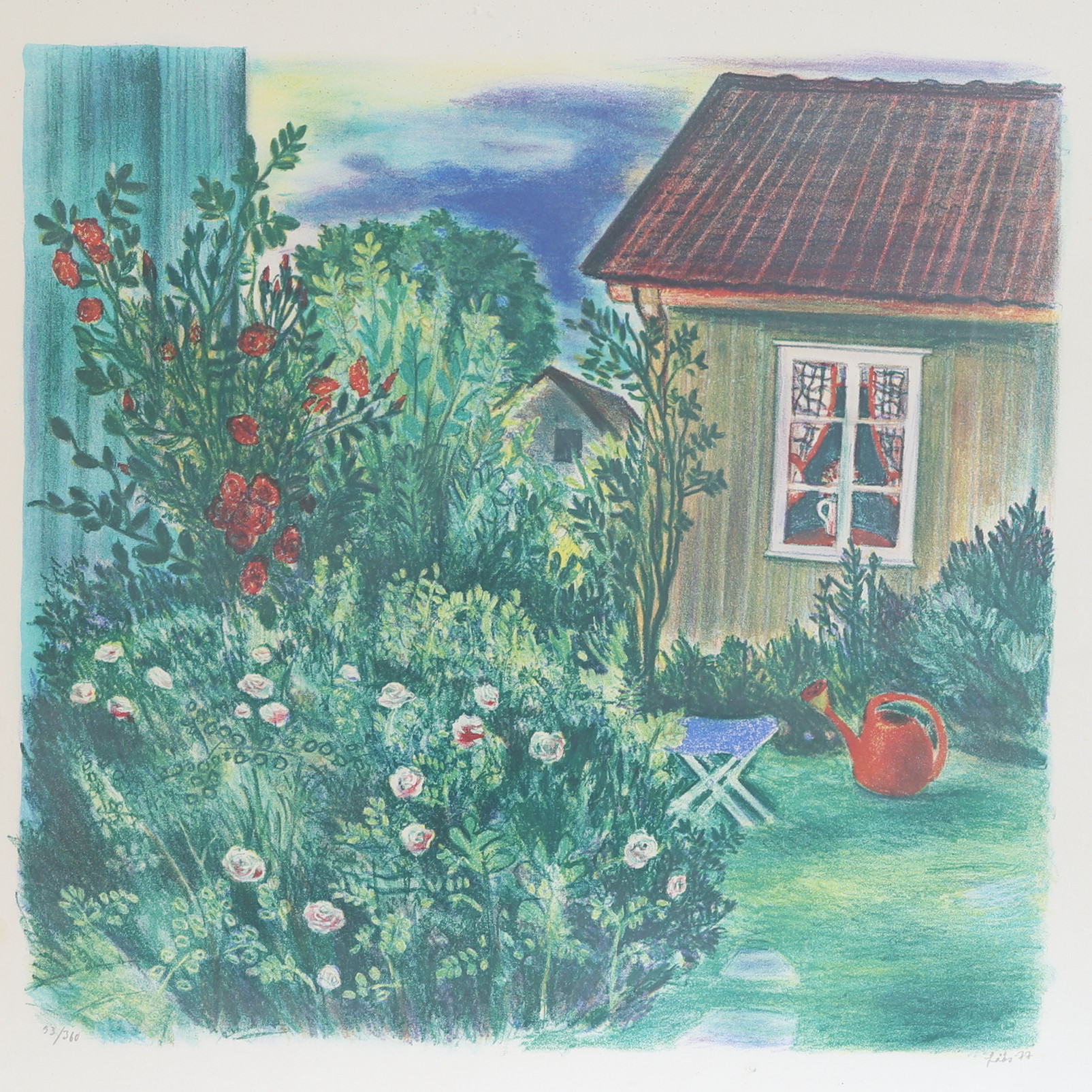 EVY LÅÅS. Färglitografi, signerad, 53/360.