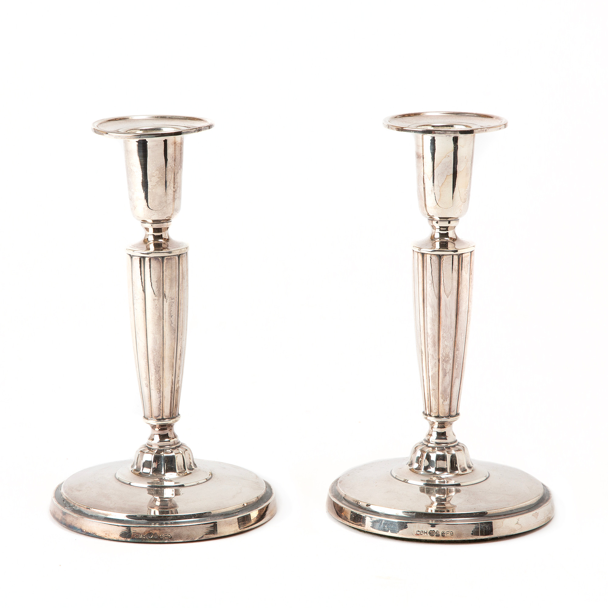 LJUSSTAKAR, ett par, silver, 1956.