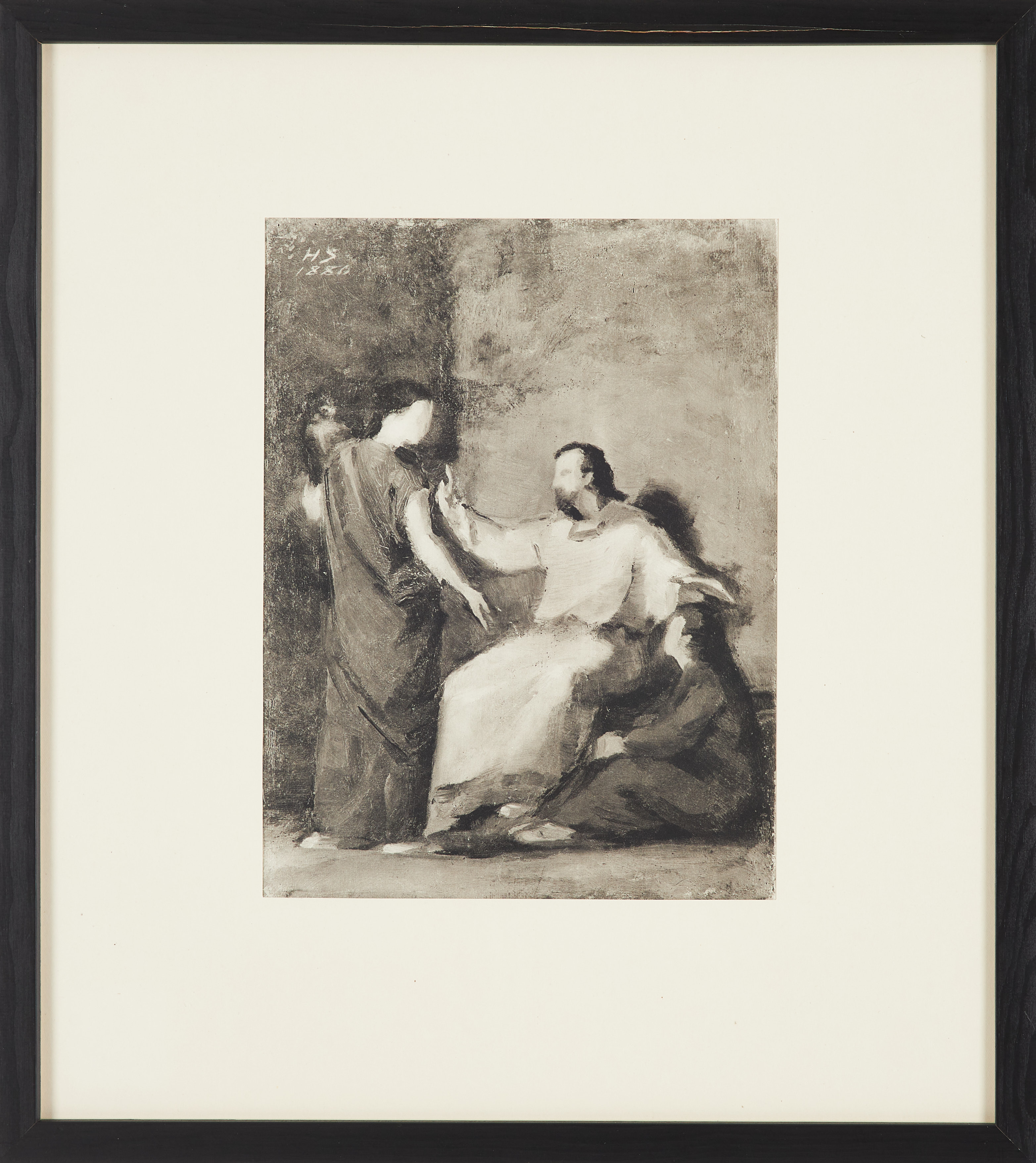 HELENE SCHJERFBECK. "Hos Märtha och Maria", rotogravyr, 1880, signerad i trycket, bladet är ur mapp med nummer 361/500.