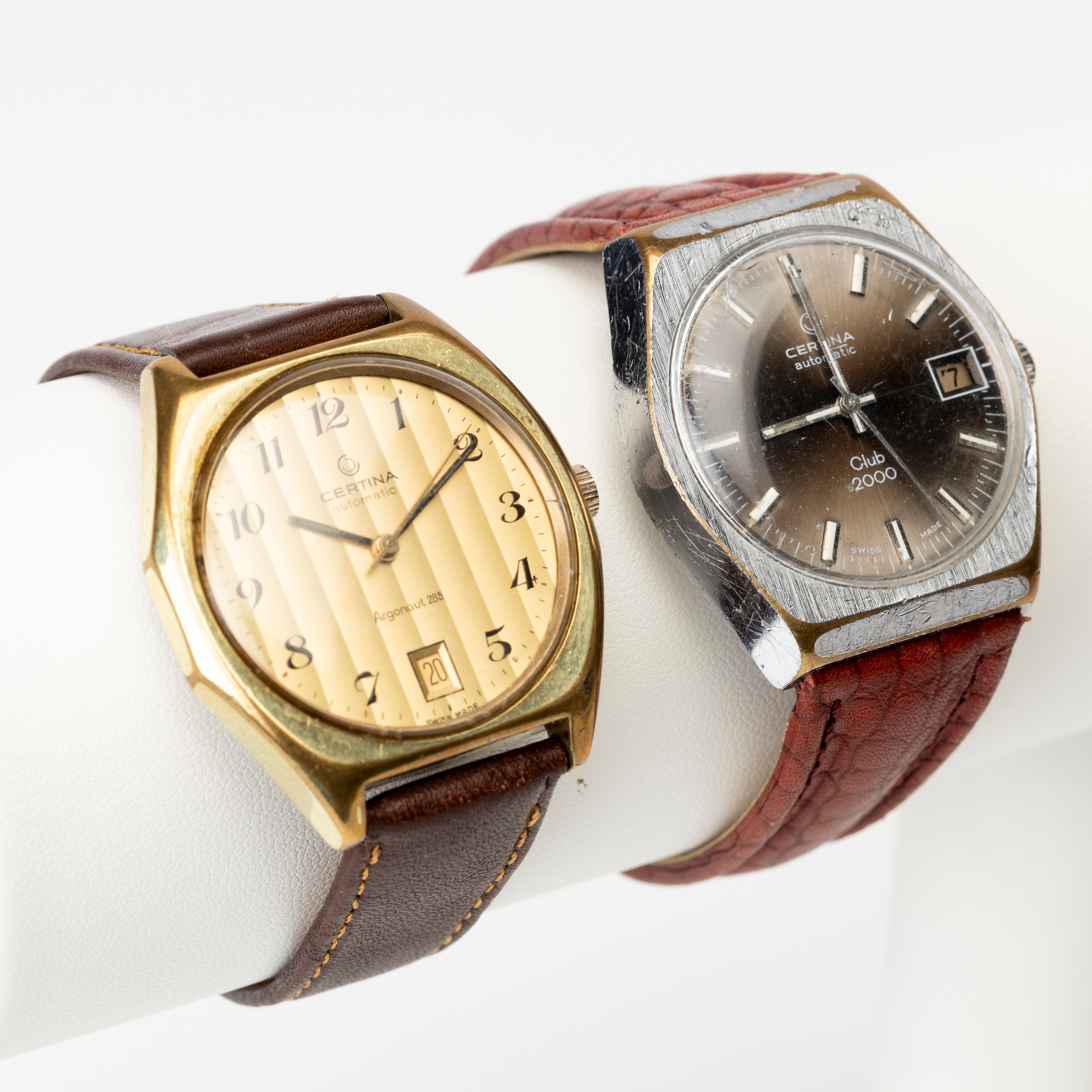 CERTINA, 2 st armbandsur, Argonaut 285 samt Club 2000, automatiska, 1970-tal.