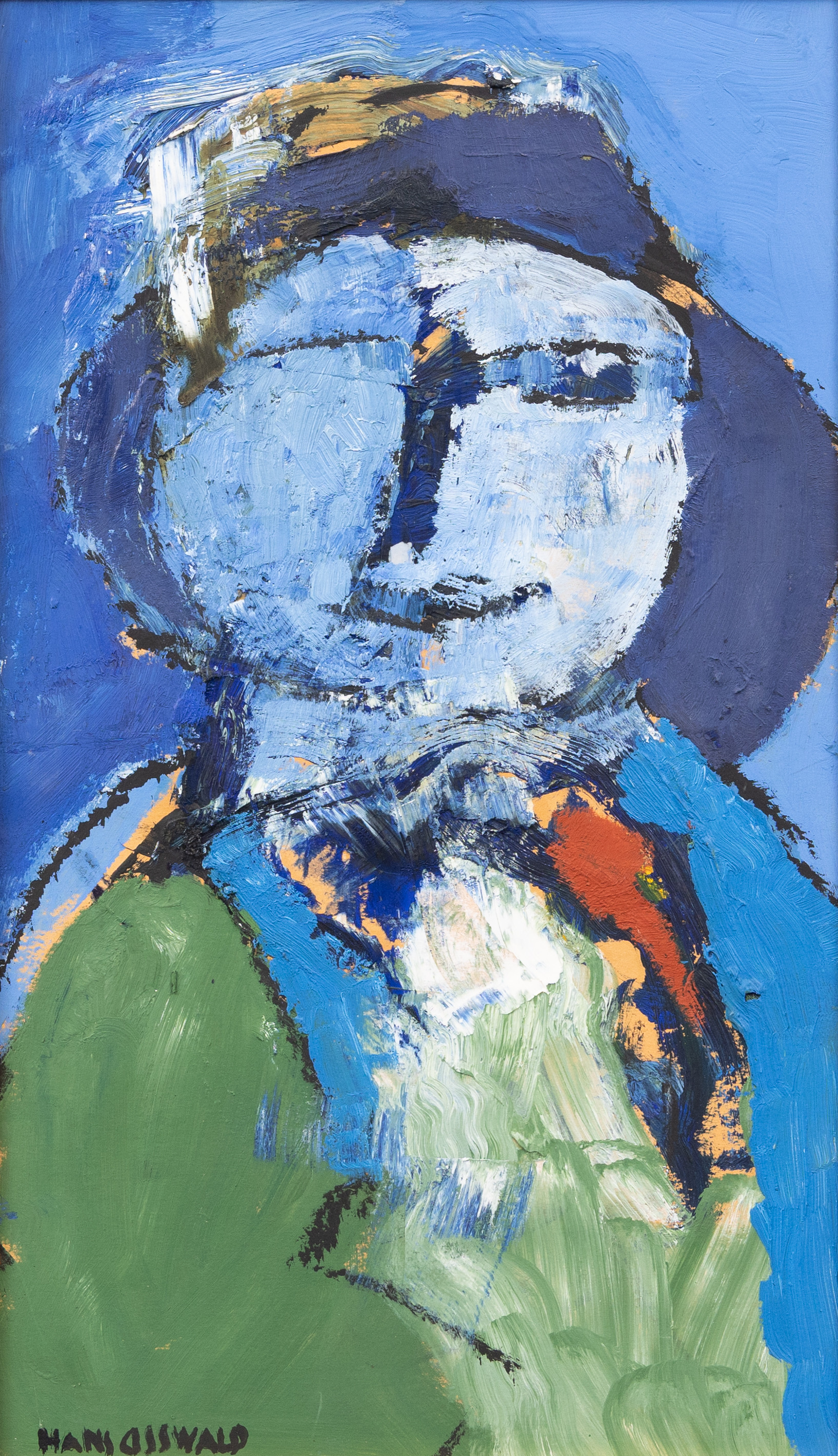 HANS OSSWALD. Figurkomposition, olja på pannå, signerad.