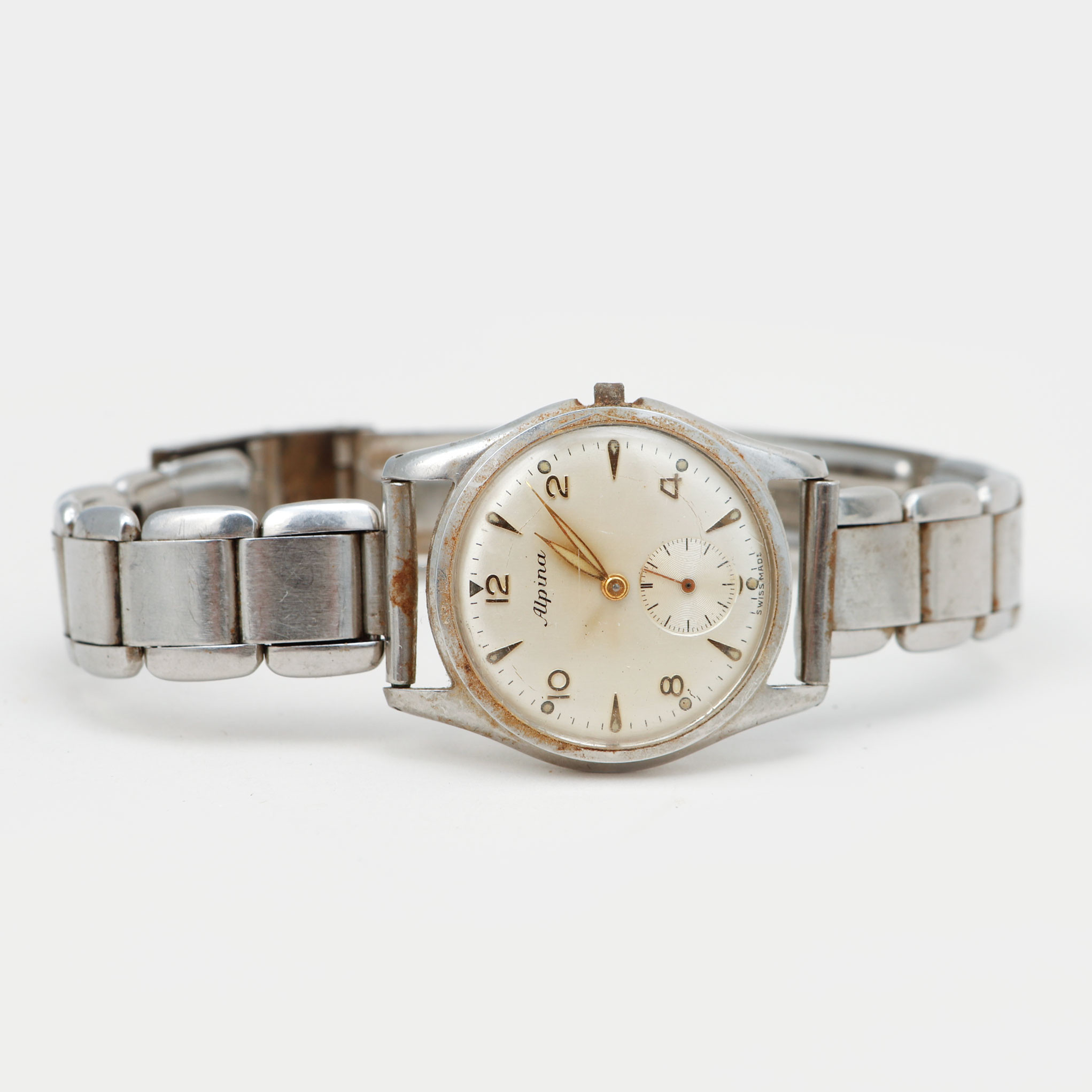 ARMBANDSUR, Alpina, stål , manuell, 1940/50-tal.