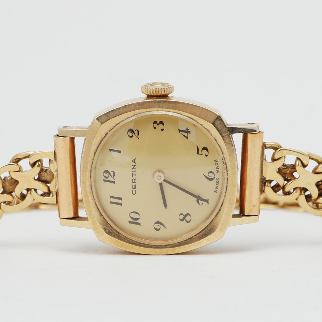 ARMBANDSUR, Certina, 18k guld i boett och länk, manuell.