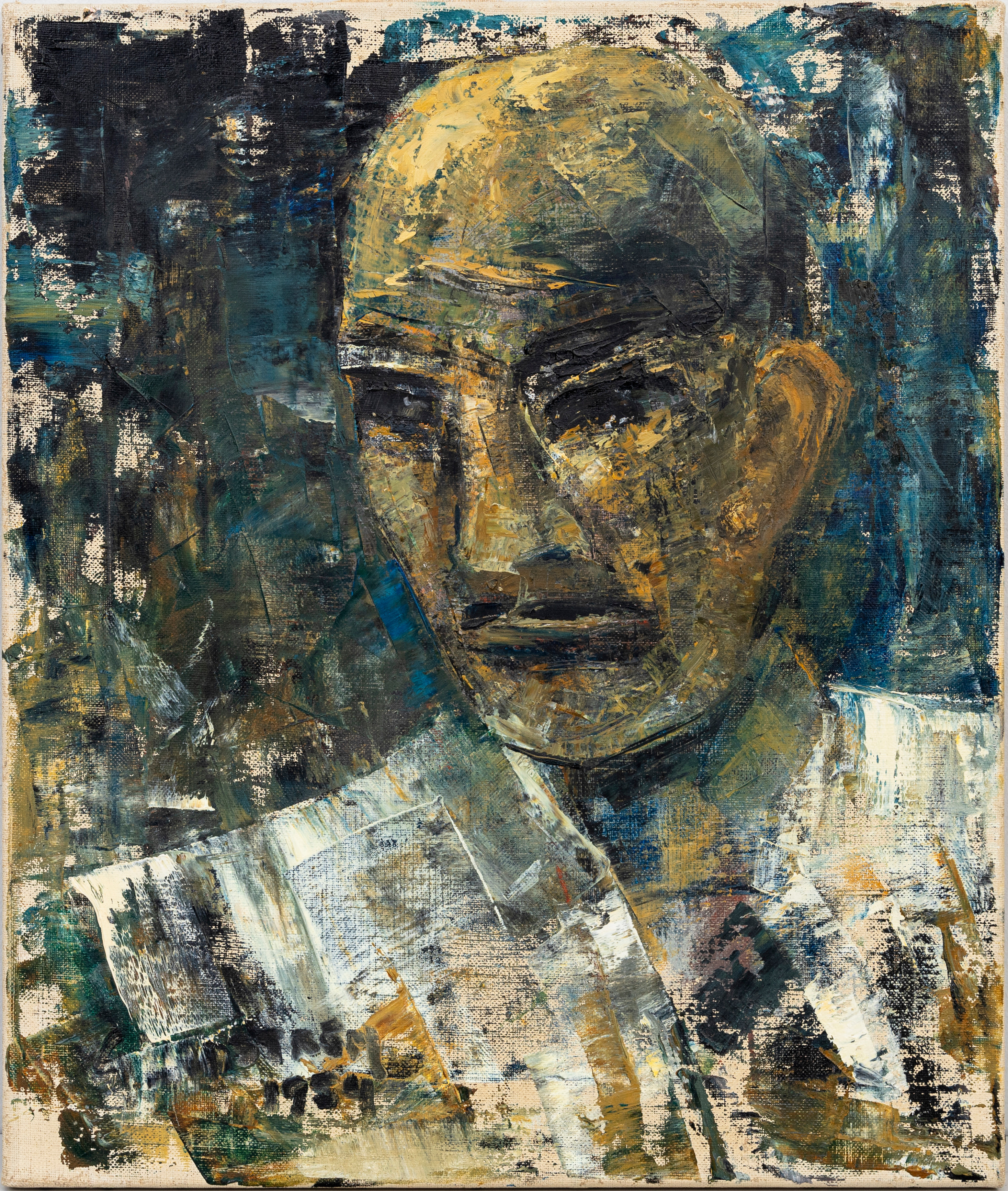 GÖSTA SUNDSTRÖM (1920-2010). Självporträtt, olja på duk,signerad och daterad, G Sundström, 1954.