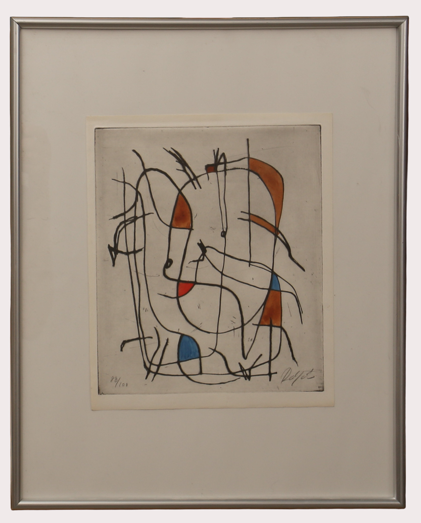 ROBERT JACOBSEN. Handkolorerad etsning, komposition, numrerad 88/100, signerad, ca 1990.