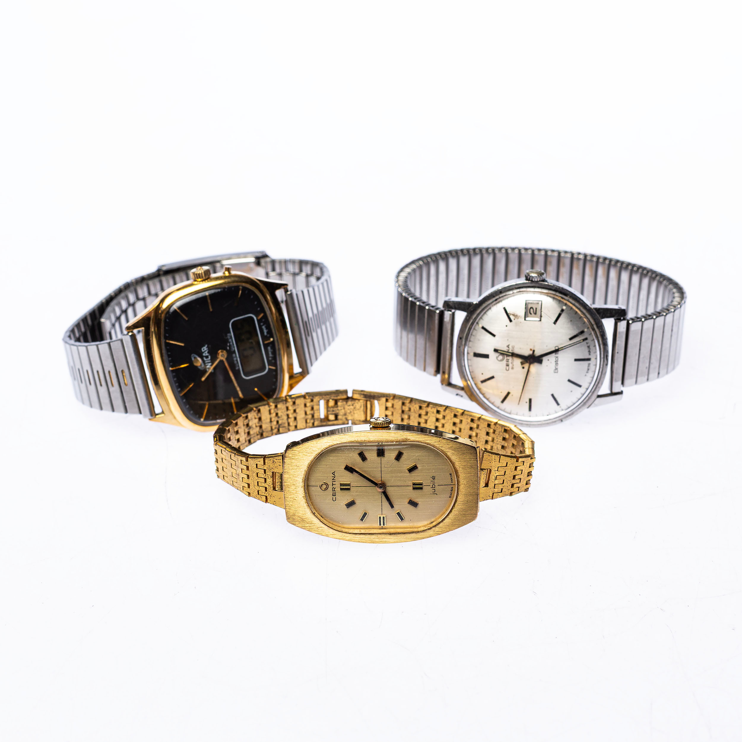 ARMBANDSUR, 3 st b.la Enicar, Certina Jubile.