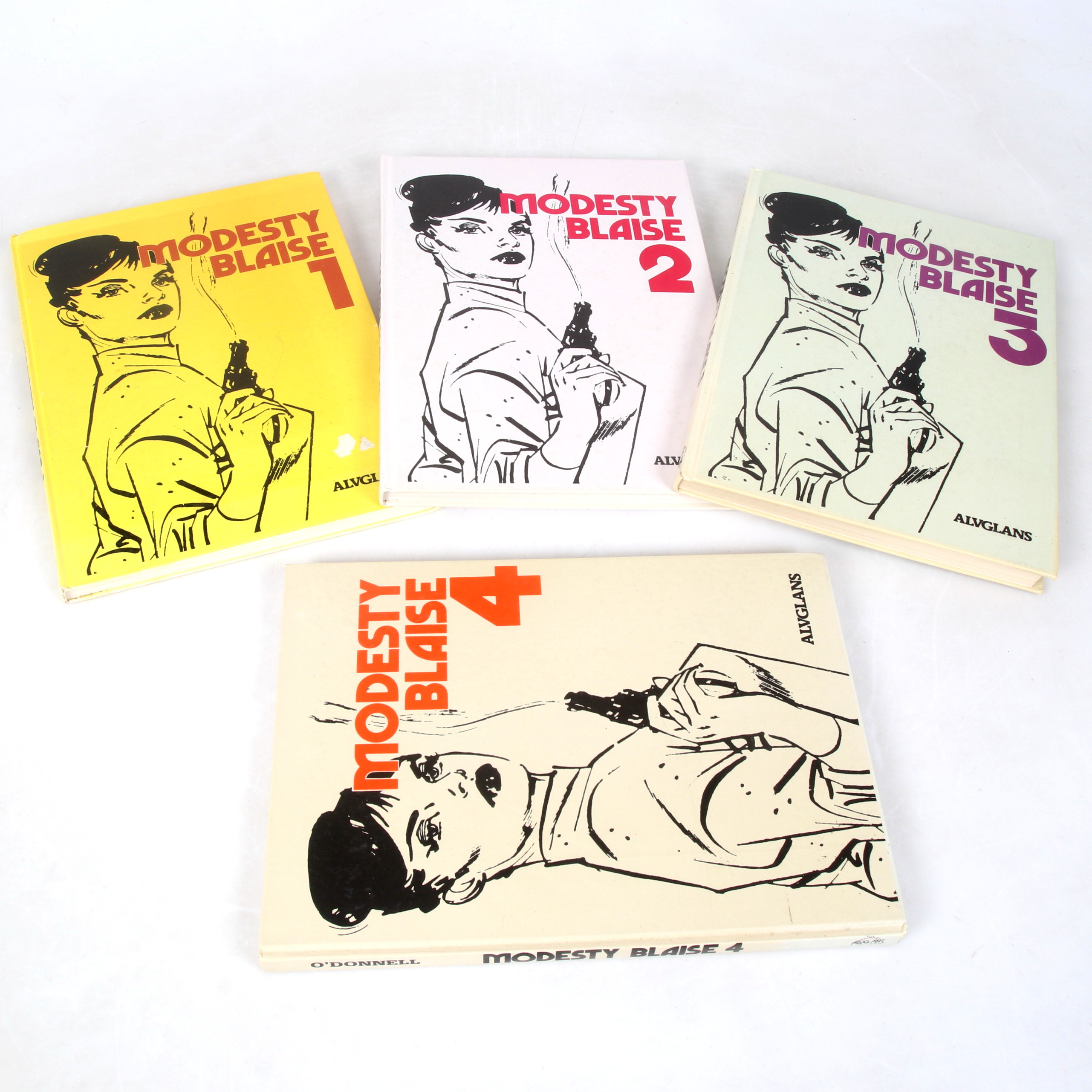 PETER O'DONNEL. "Modesty Blaise", 4 band, Alvglans Förlag AB, 1985-1992.