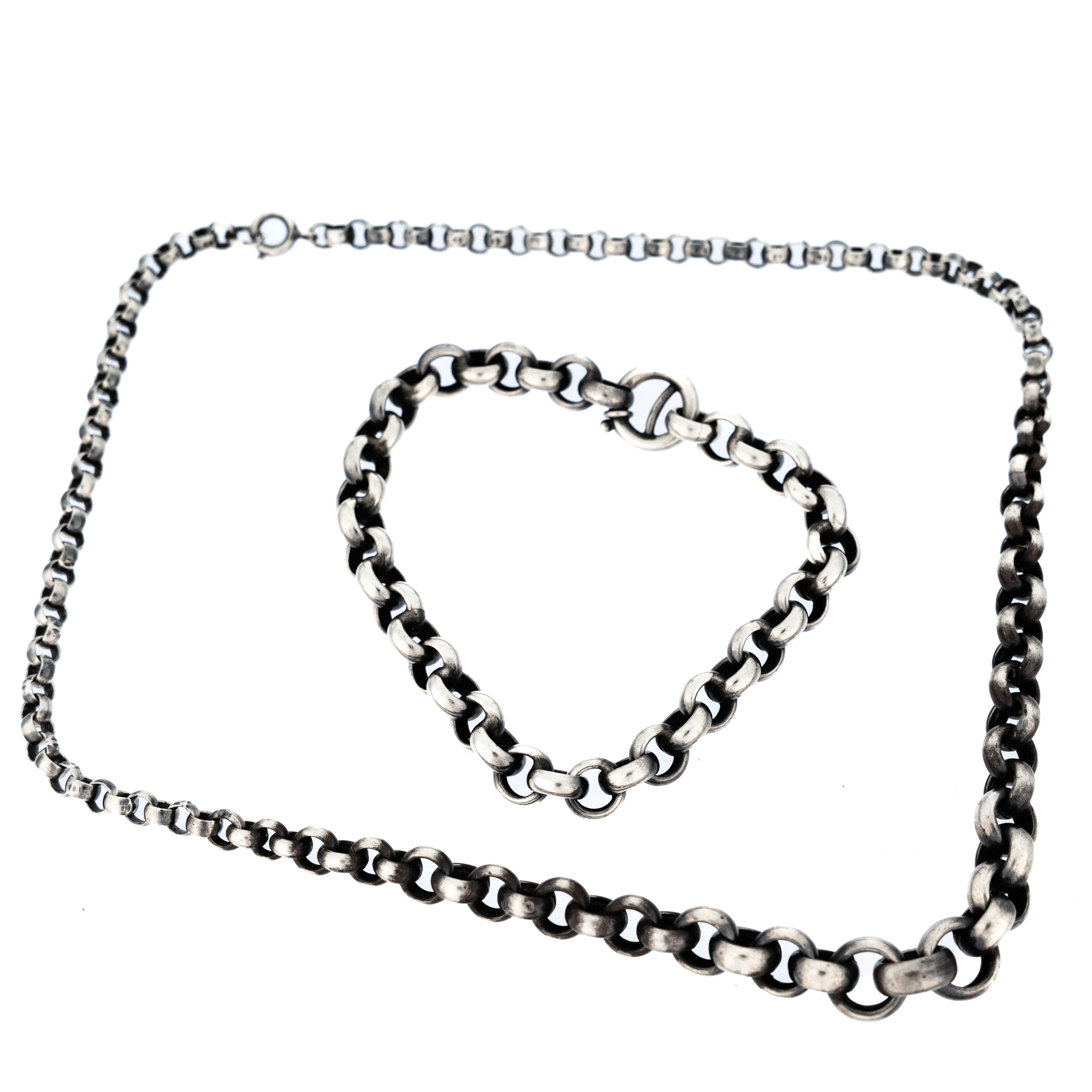 HALSBAND OCH ARMBAND, "Ärtlänk", 2 st, Silver, 1900-tal.