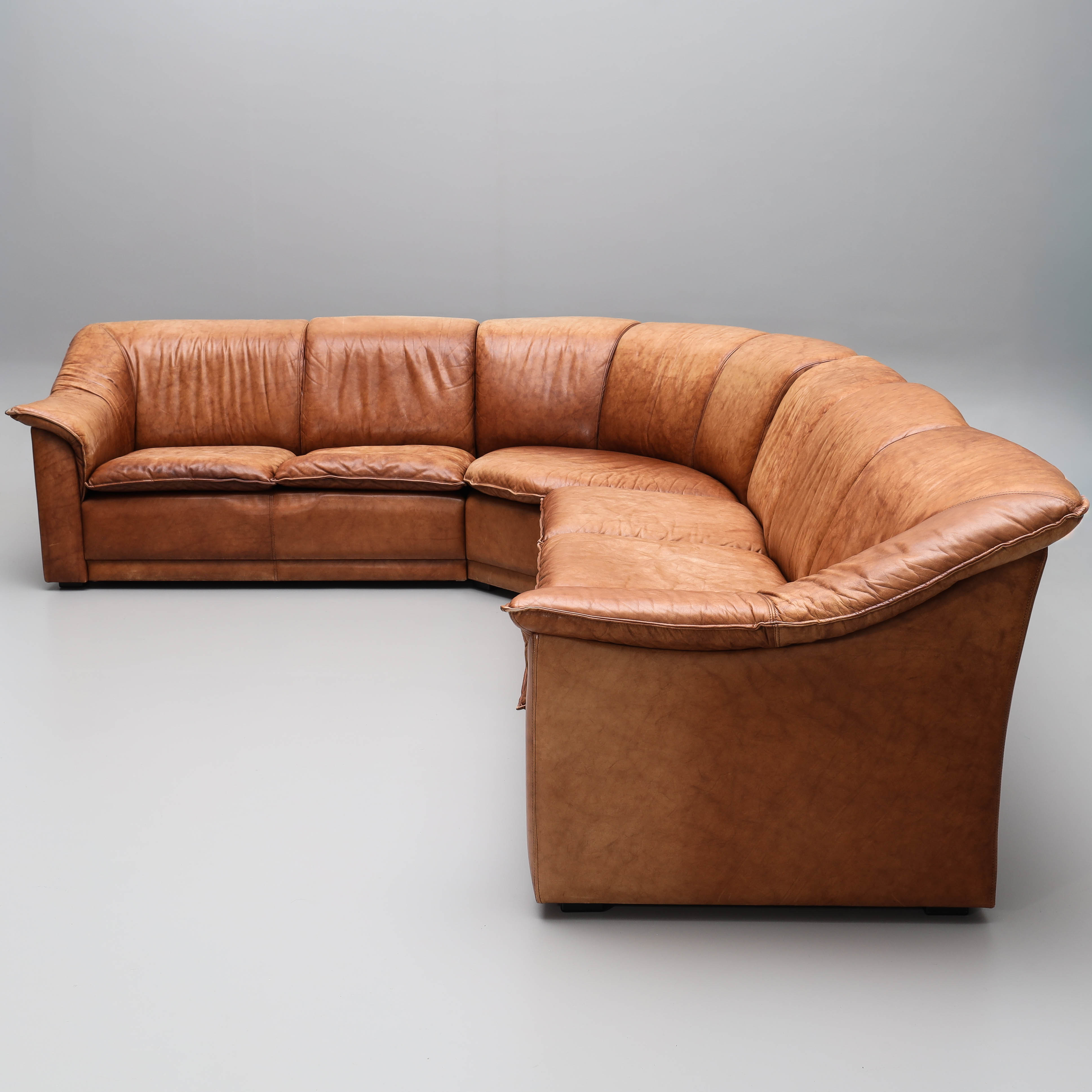 SOFFA, hörnmodell, 3 delar, läder, inköpt på Skinngruppen AB, 1980-tal.