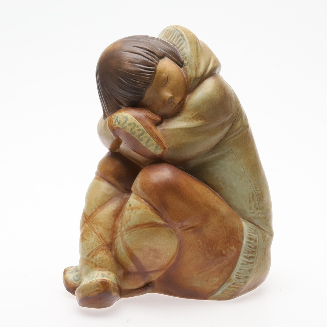 FIGURIN. Porslin, "Eskimå barn", Lladro, Spanien.