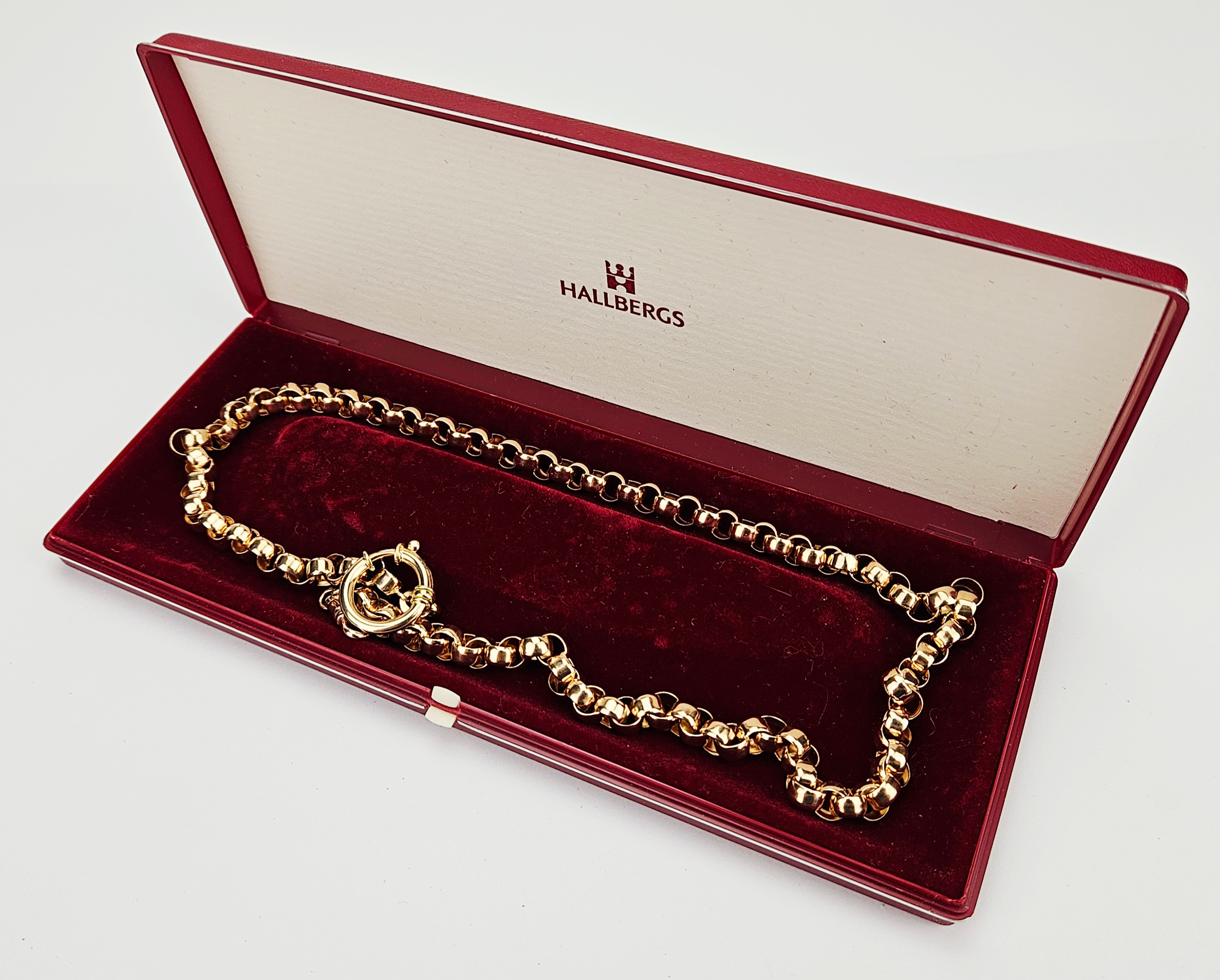 KLOCKKEDJA, "Ärtlänk", guld, 18K, Svenskt guldsmide AB, Stockholm 1984, vikt ca. 47,9 gram.