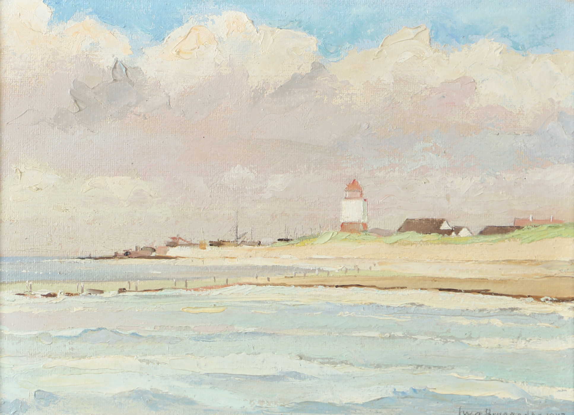 IWO BRUNANDER. Motiv från Jylland, olja på pannå, signerad.