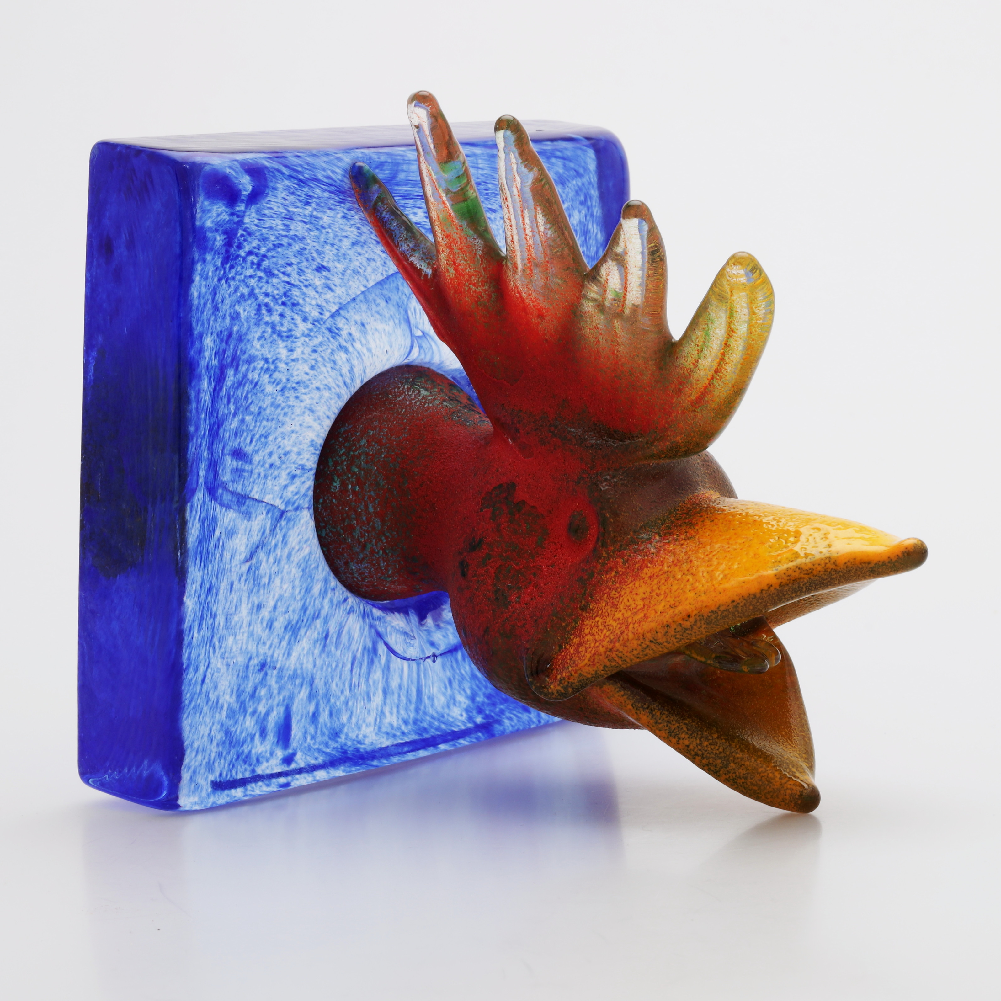 KJELL ENGMAN. Skulptur, glas, Tupp, Kosta Boda, signerad.