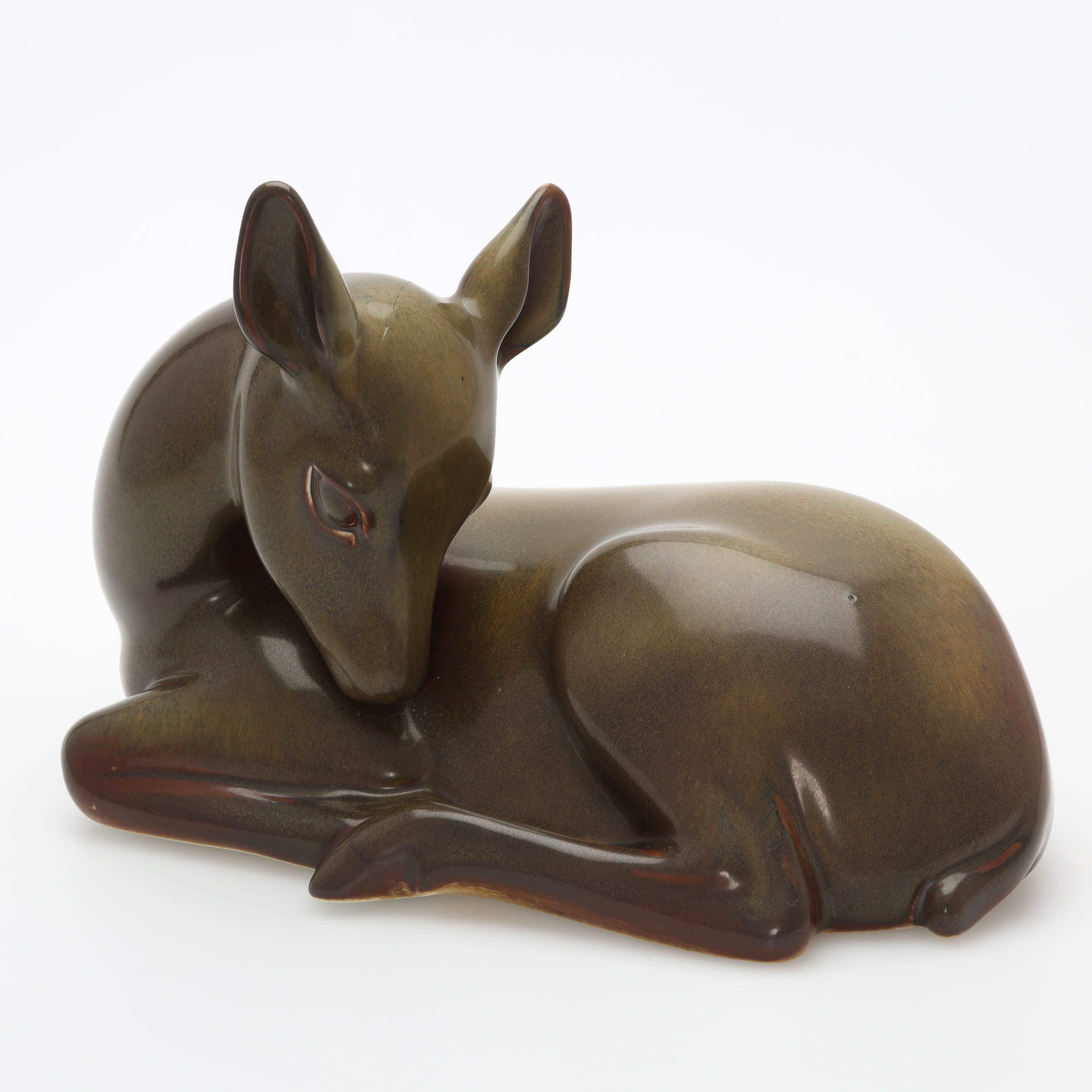 GUNNAR NYLUND. Figurin, rådjur, glaserat stengods, monogramsignerad GN, Rörstrand.
