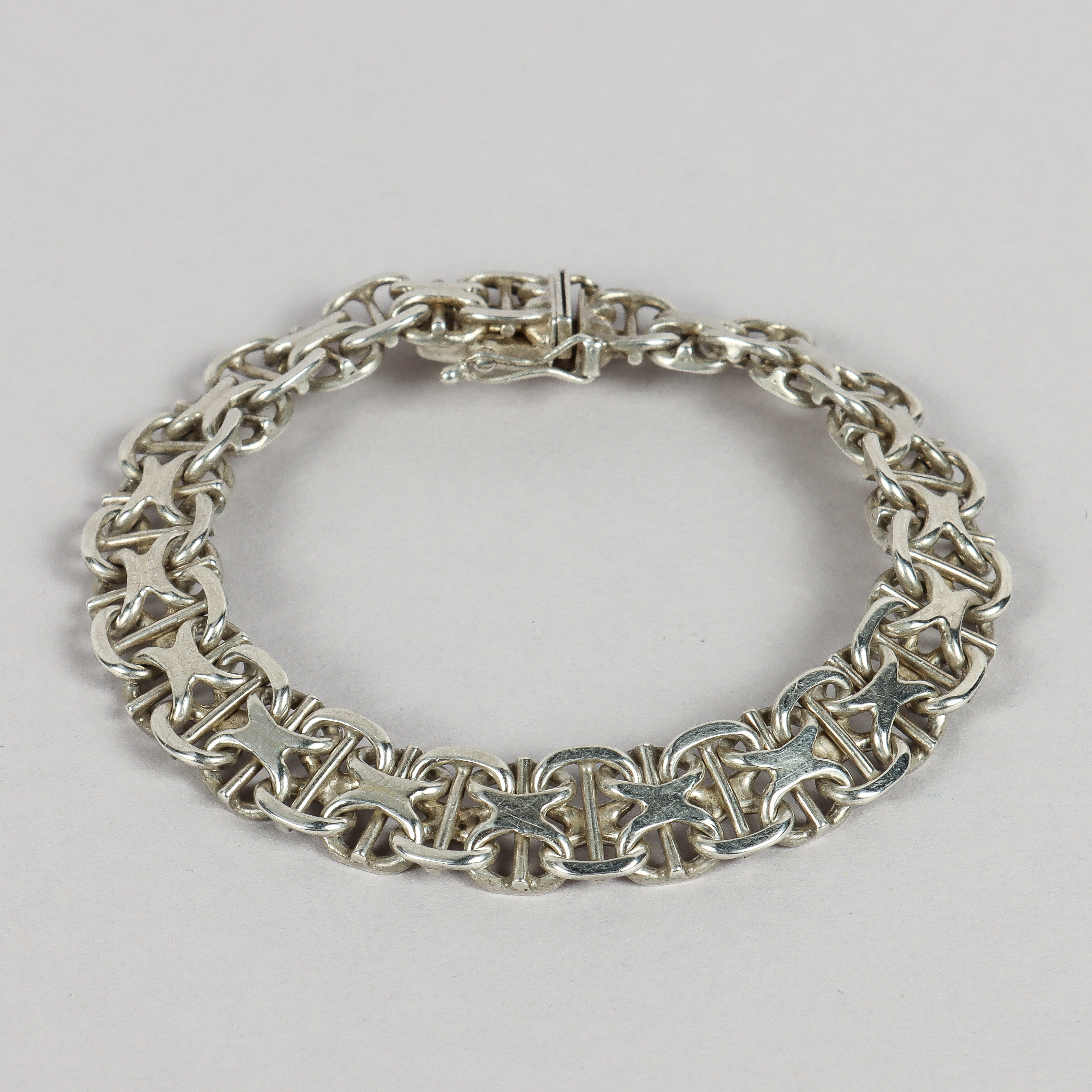 ARMBAND X-länk med stav, silver.