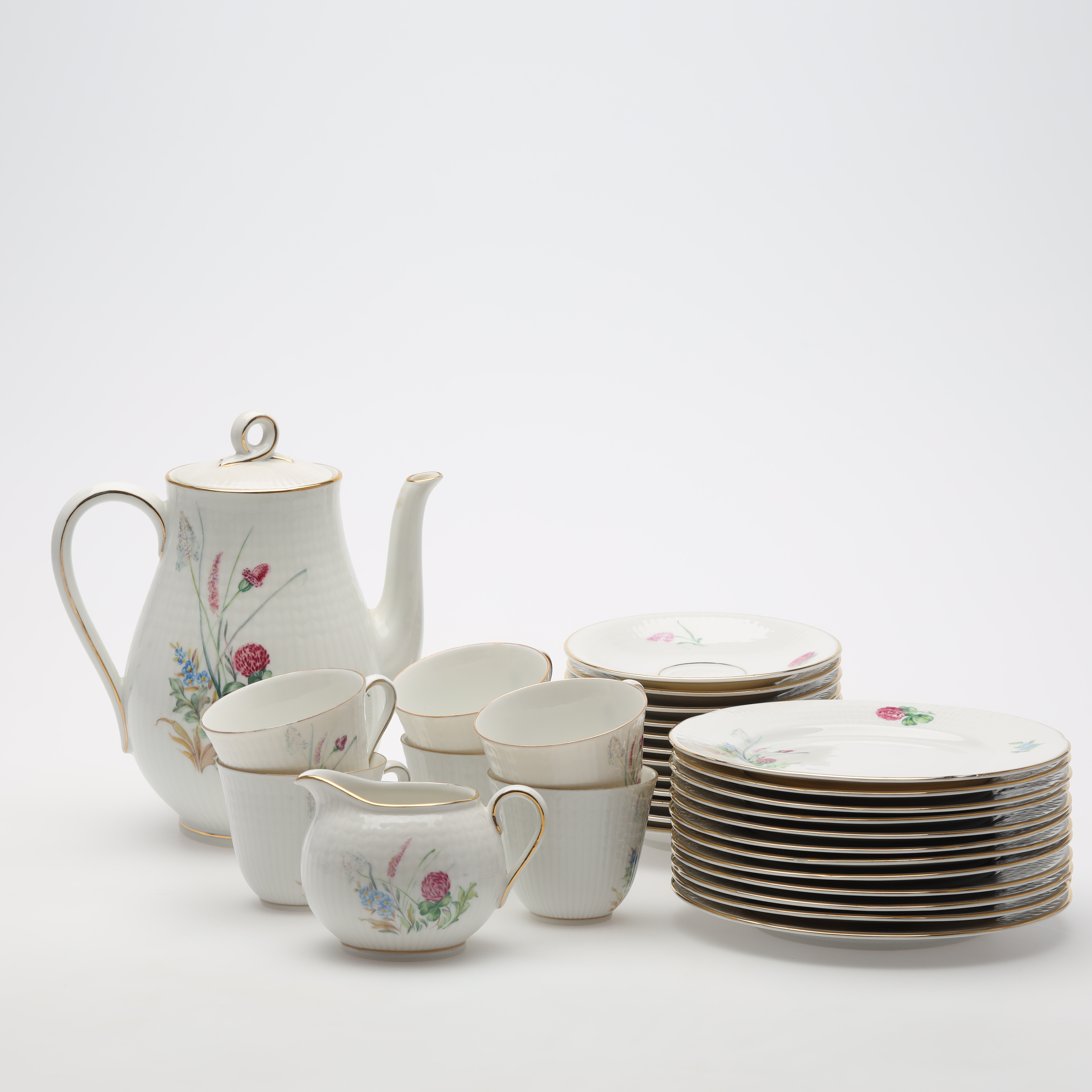 LOUISE ADELBORG. SERVISDELAR 25 st "Klöver & Timotej",Rörstrand, Swedish grace.