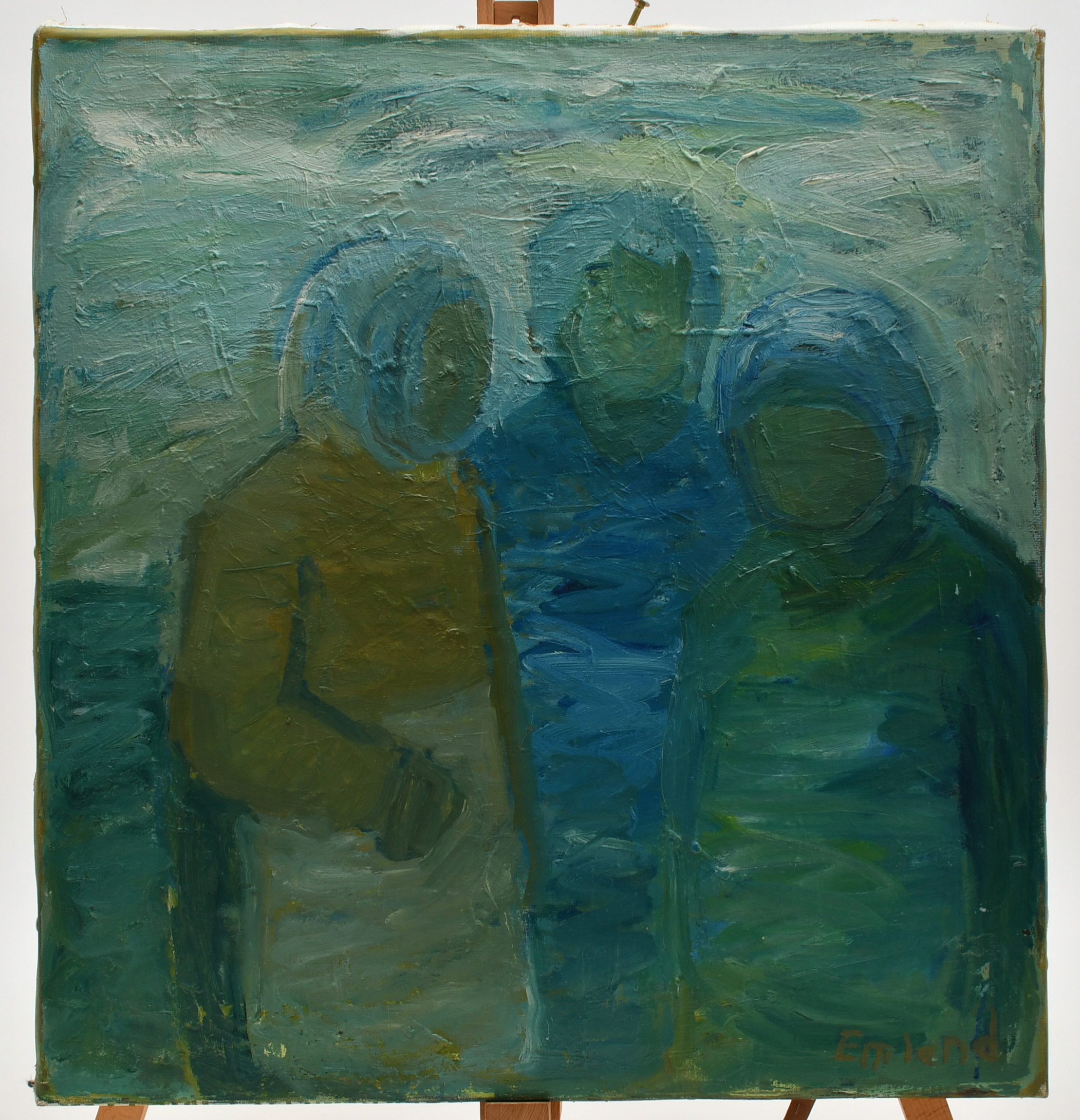 EINAR EMLAND. Tre kvinnor. Olja på duk.