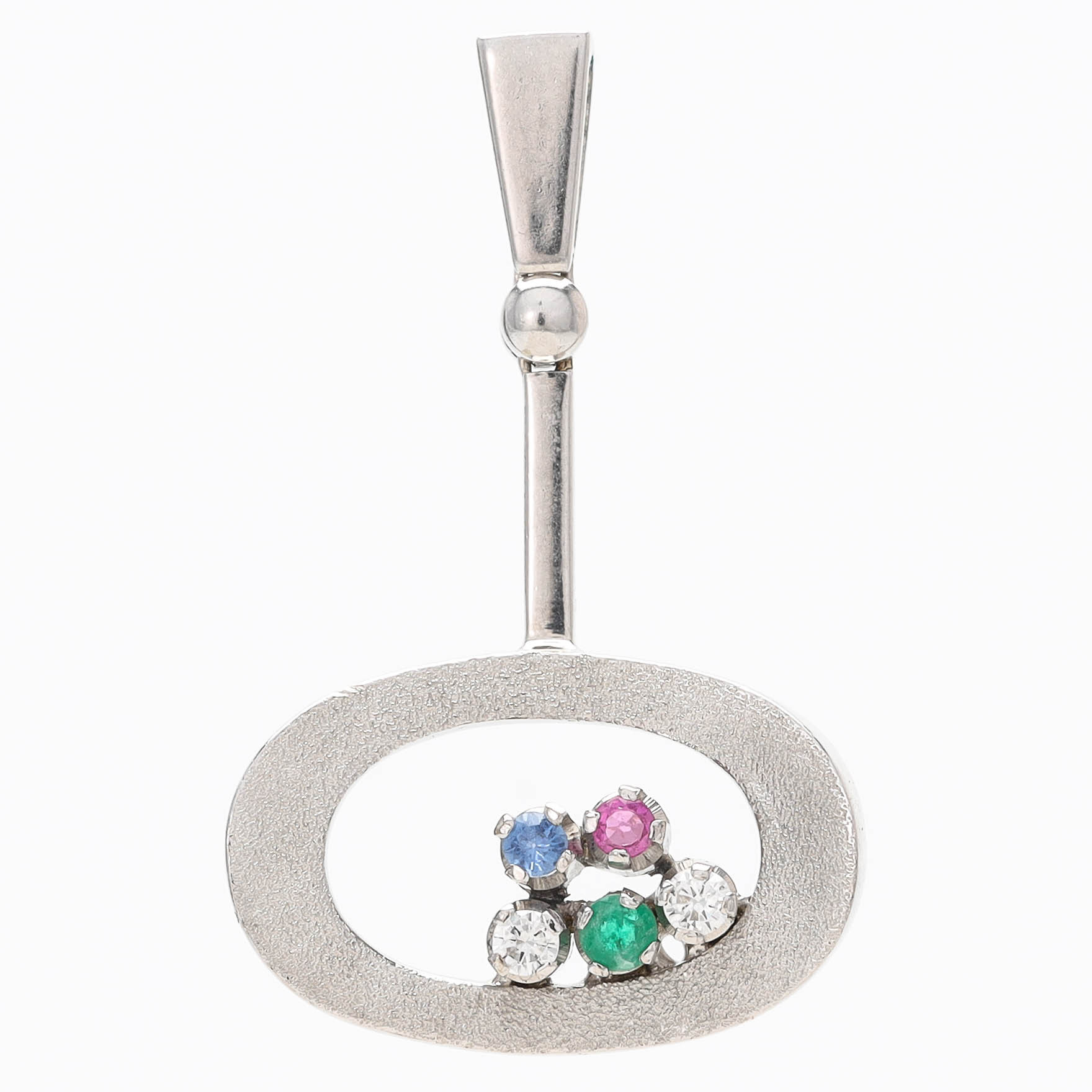 HÄNGE, 18 k vitguld, delvis mönstrad, diamanter ca 0,10 ct.